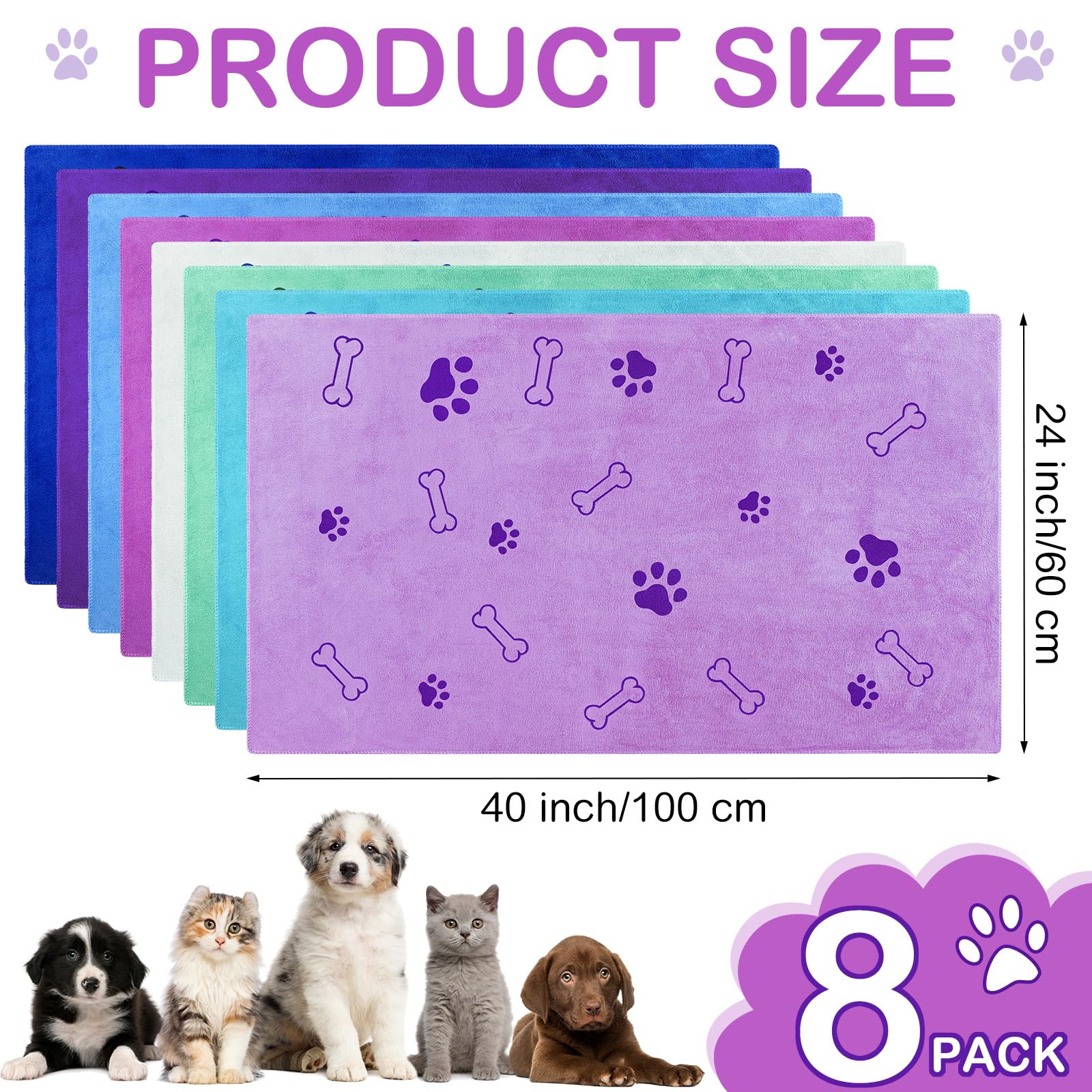 Chumia 40x24-inch microfiber dog towels offer high absorbency for efficient bath time.