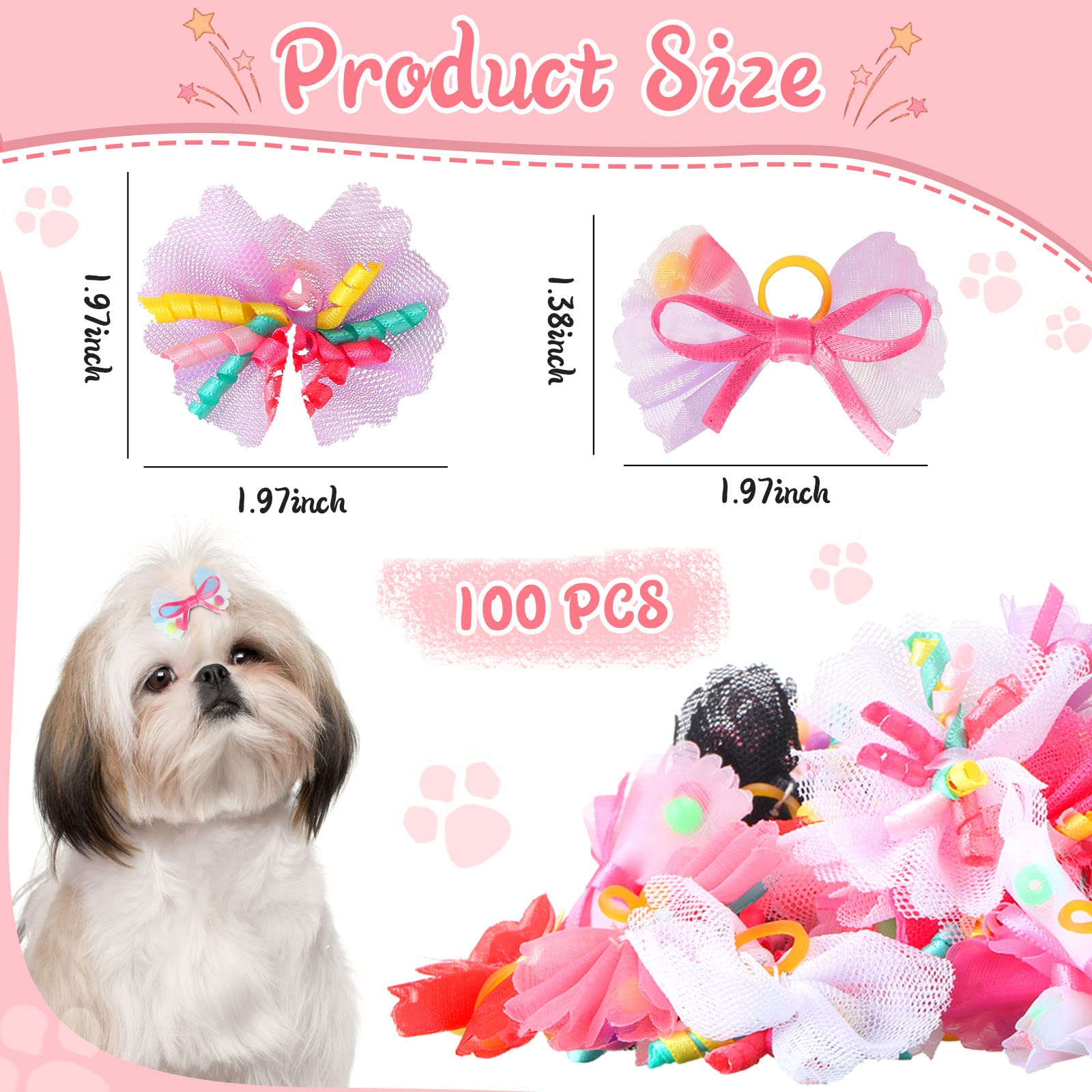 Chumia colorful rubber-band bows provide secure hold during grooming