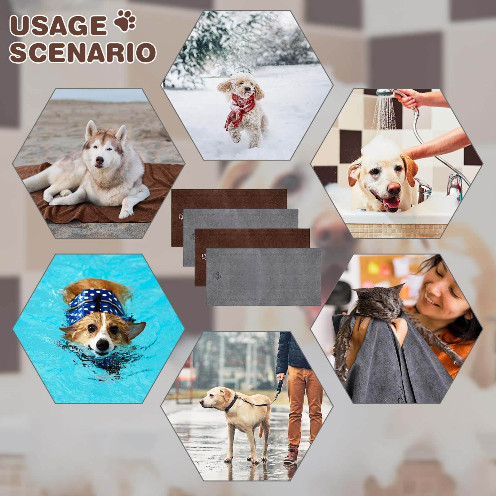 Chumia dog towel coffee folded for compact storage and daily paw-drying after walks.