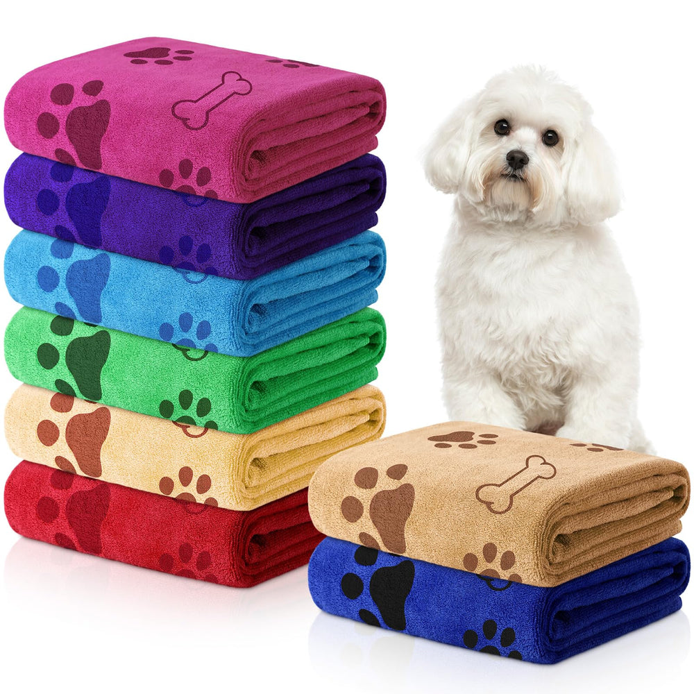 Chumia dog towels 8-pcs pack 40x24 inches for quick-dry post-bath wrap
