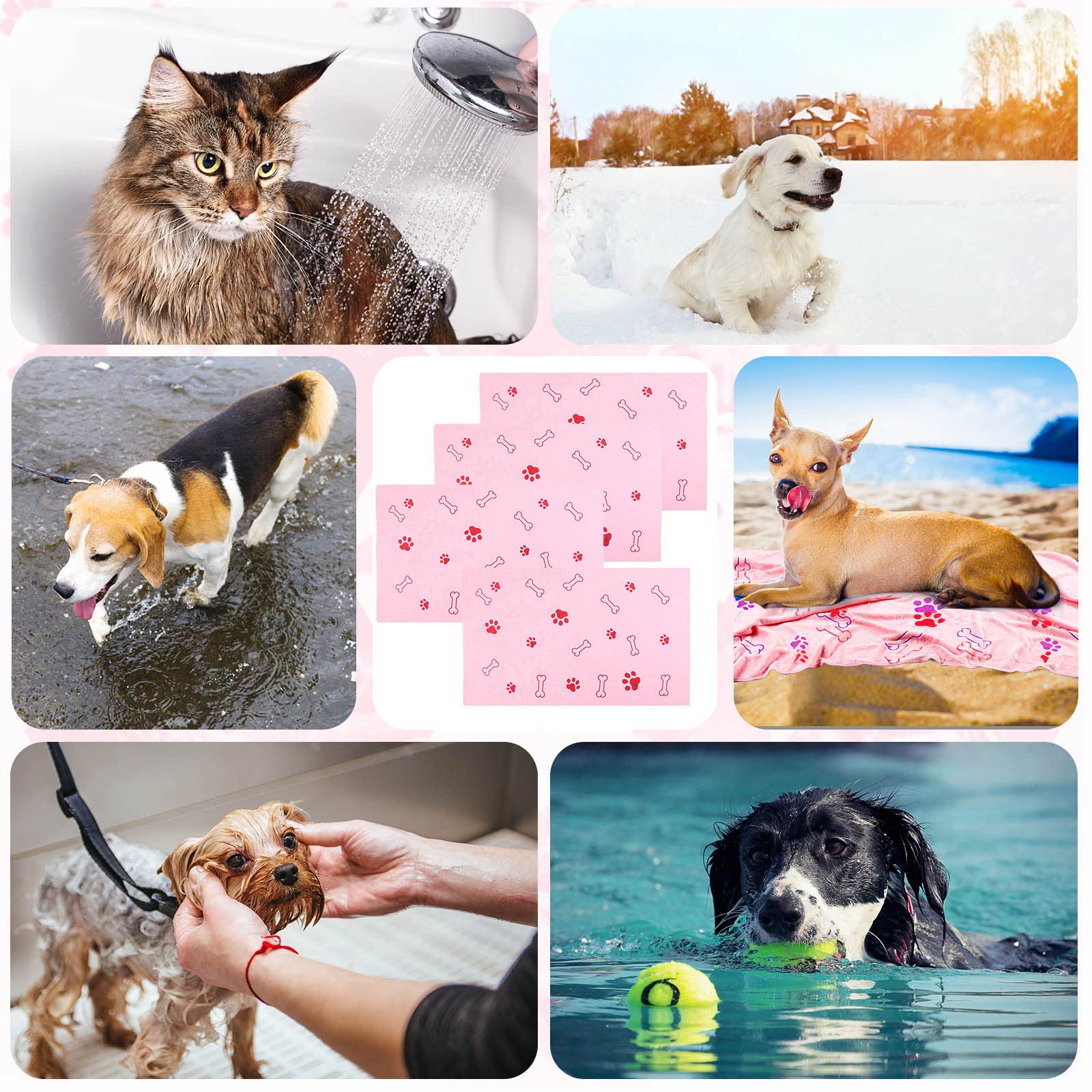 Chumia dog towels blue bone pattern demonstrate premium microfiber for gentle grooming sessions.