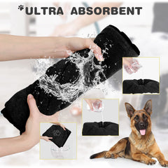 Chumia black dog towel with paw embroidery for long-lasting use.