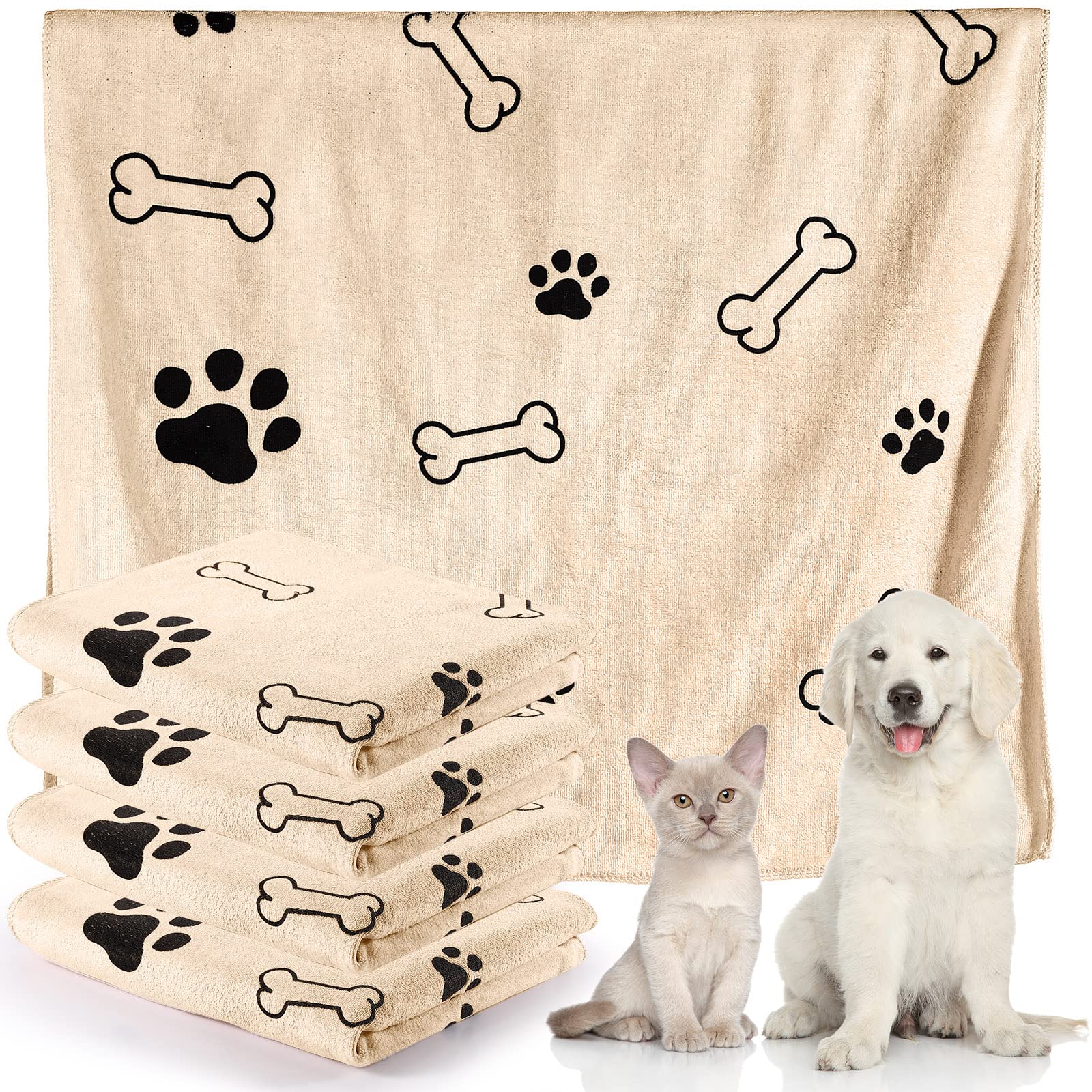 Chumia dog towels pack four for quick post-bath drying of pets.