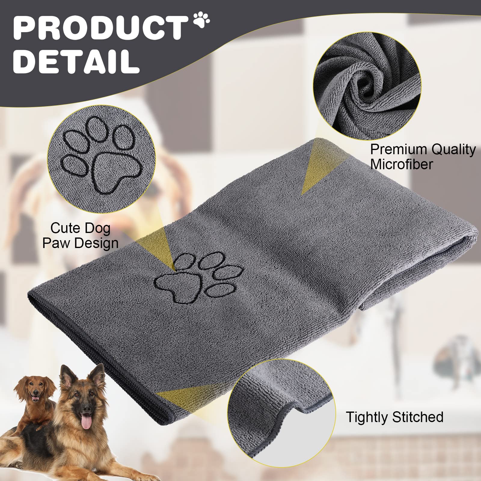 Chumia gray towels stacked, emphasizing bulk set for daily use and replacements