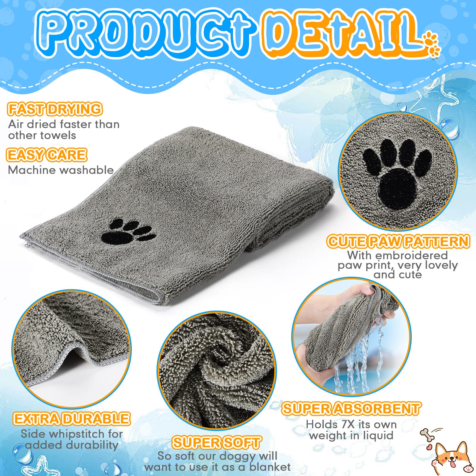 Chumia soft microfiber dog towels gentle on fur during grooming