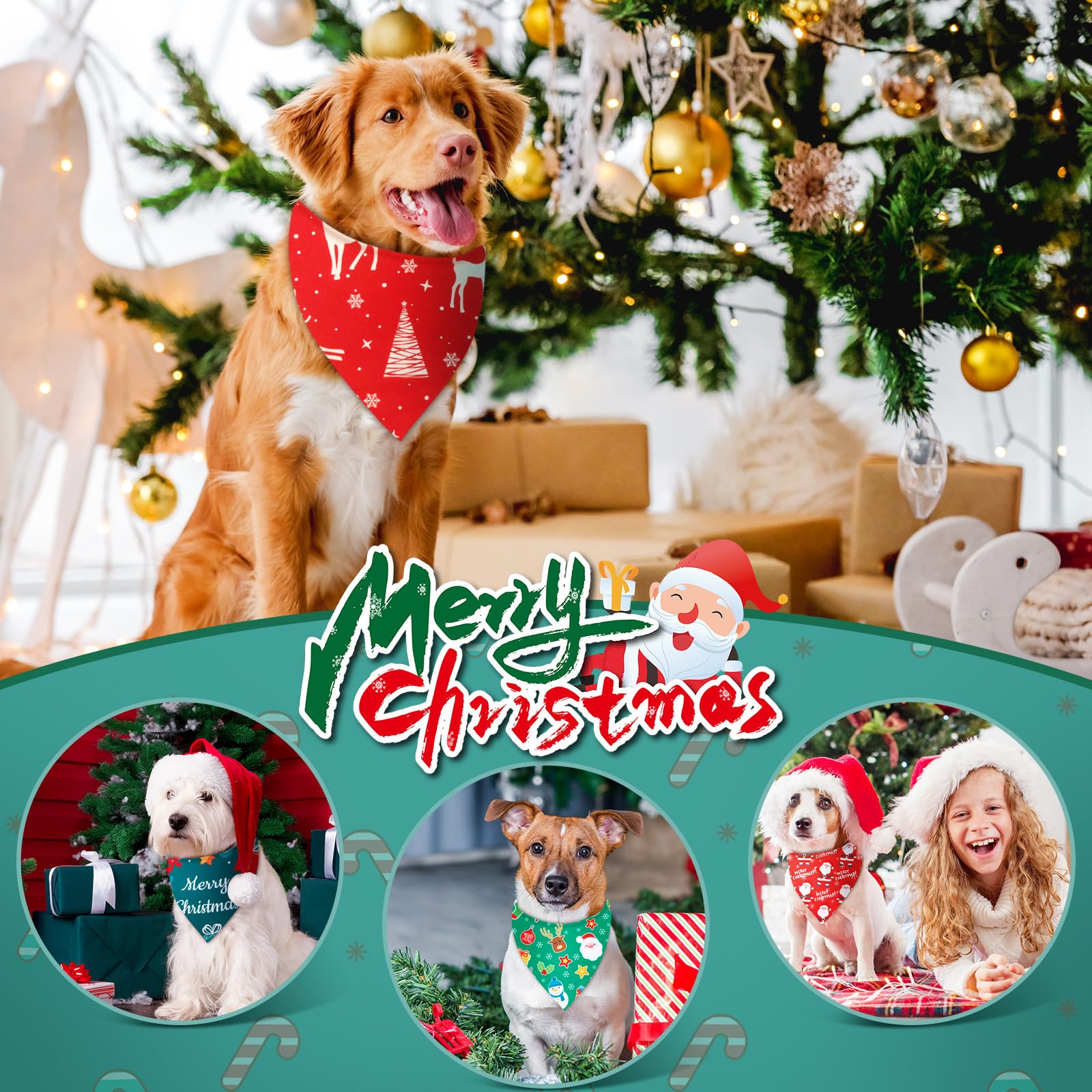 Chunful elf-design dog bandana bright party-ready look