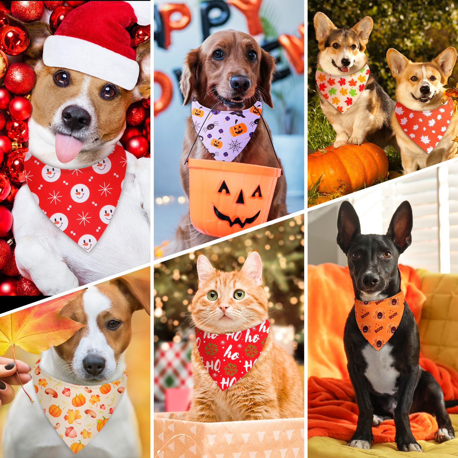Chunful stockings-design dog bandana adds cheerful party flair