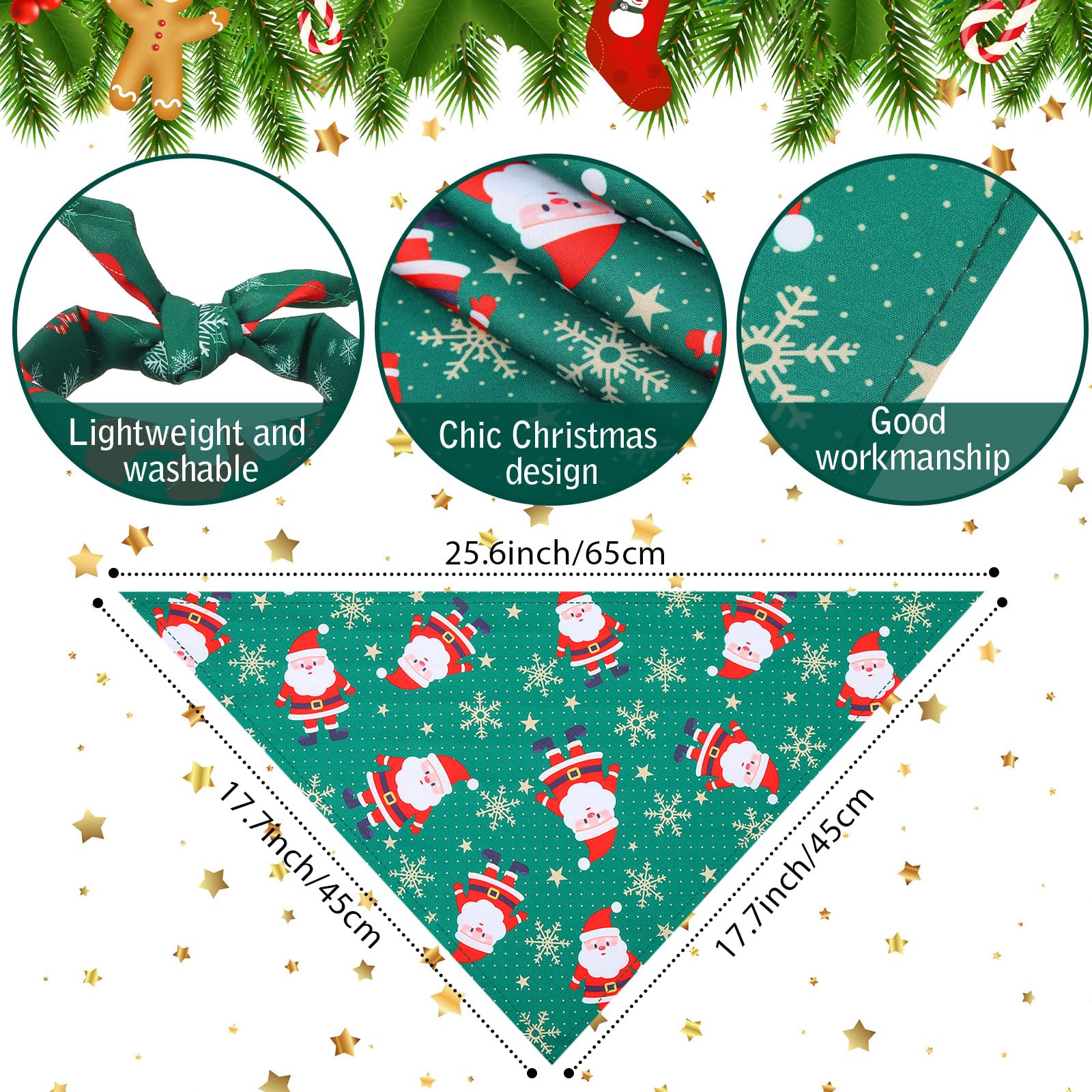 Chunful 65x45 cm dog bandana size reference for comfortable fit