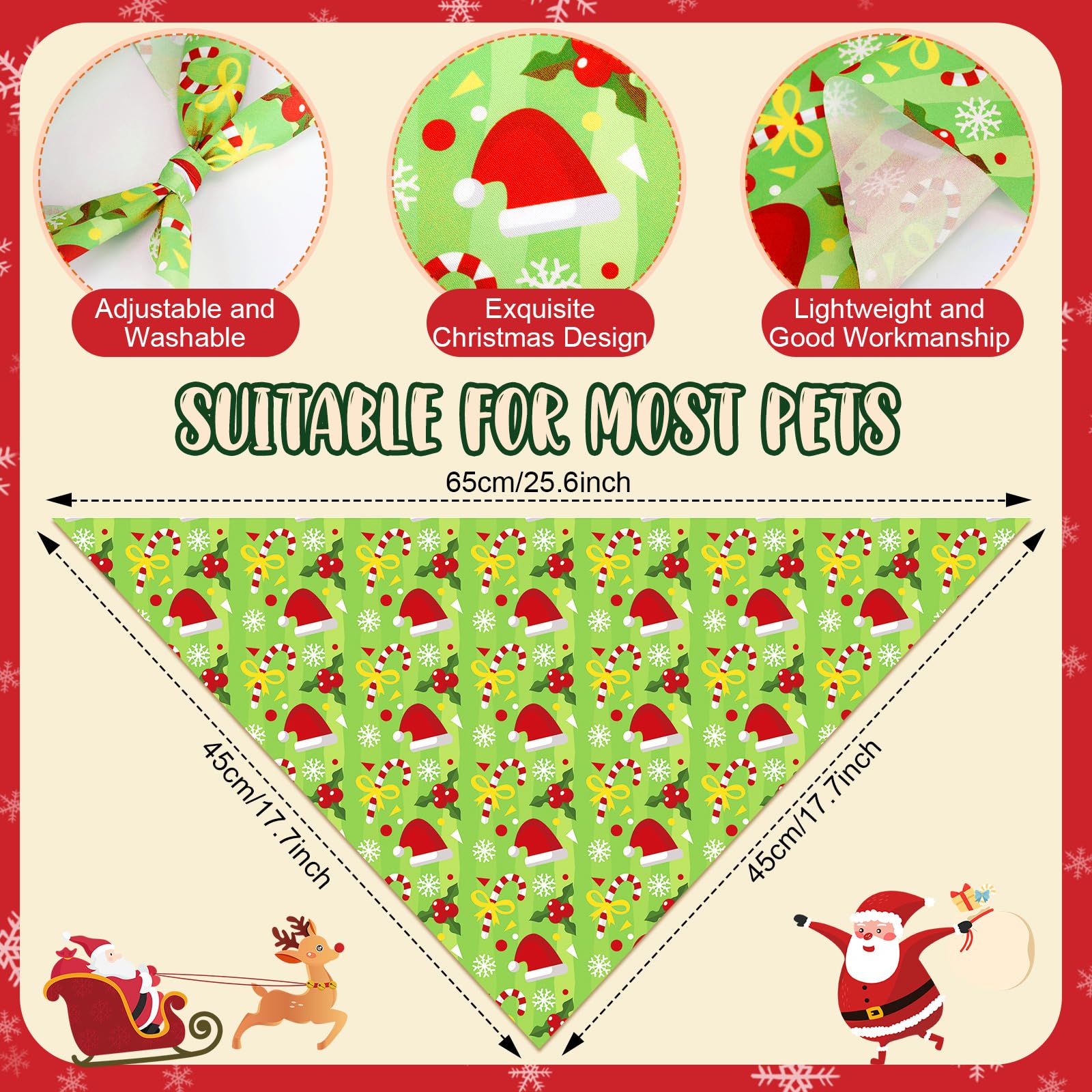 Chunful candy cane-pattern bandana makes cute pet styling for festive gatherings