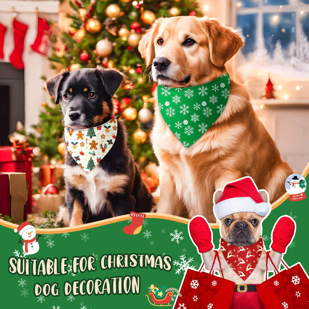 Chunful dog Christmas bandana featuring snowflake design enhances holiday photo moments