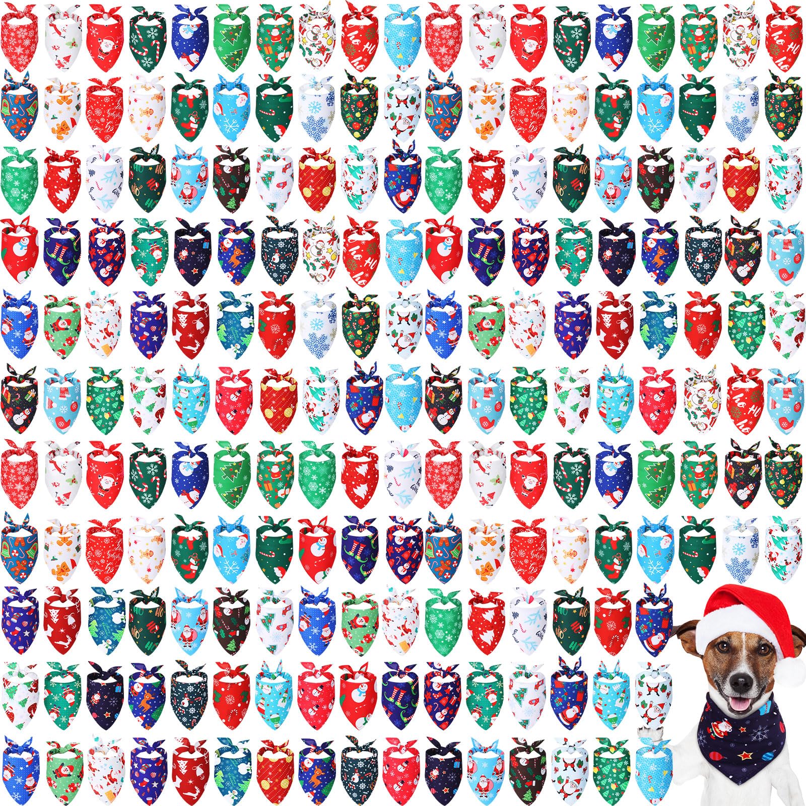 Chunful Christmas dog bandanas pack 200 varied patterns for daily festive wear