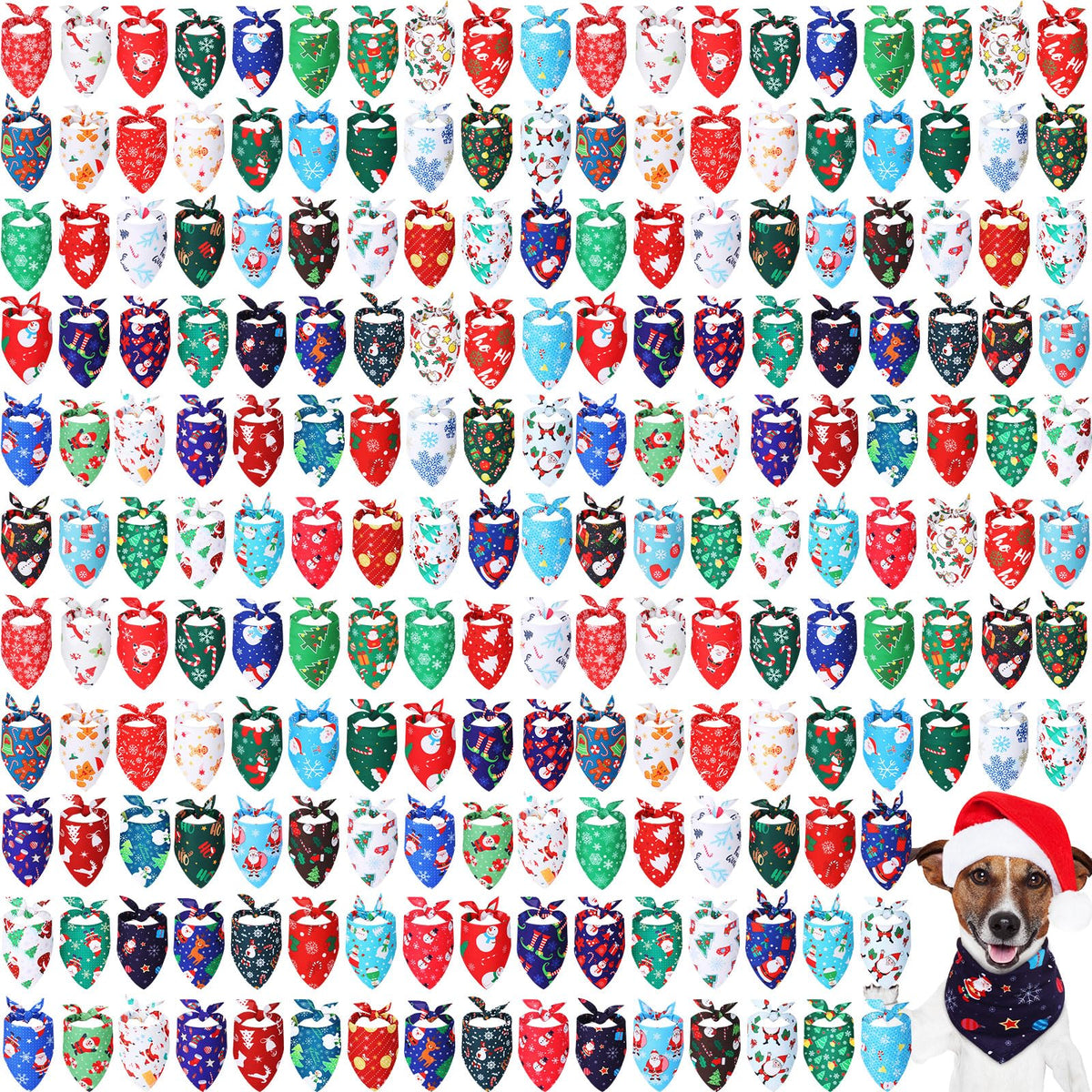 Chunful Christmas dog bandanas pack 200 varied patterns for daily festive wear
