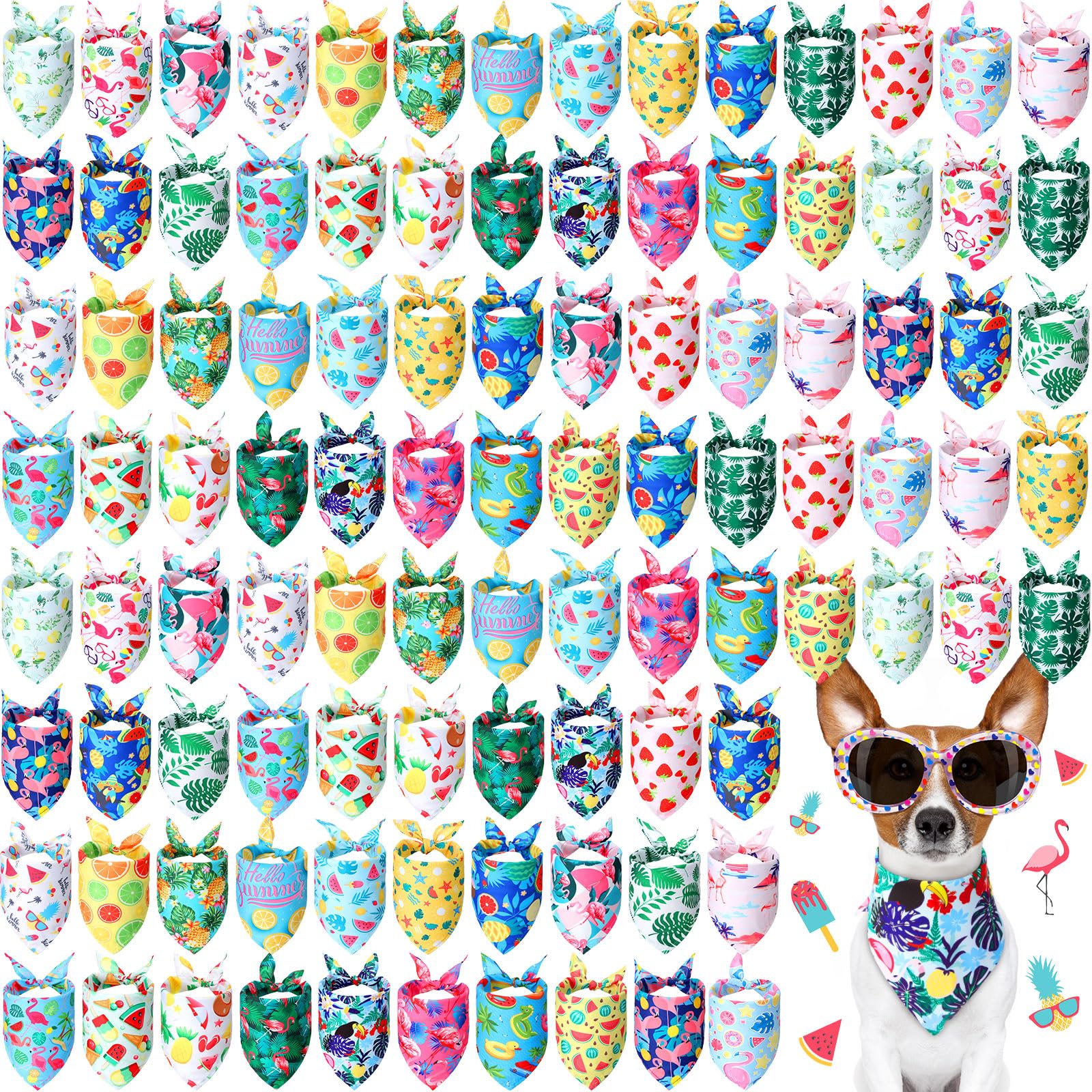 Chunful pineapple print dog bandana for bright summer photos and easy daily wear