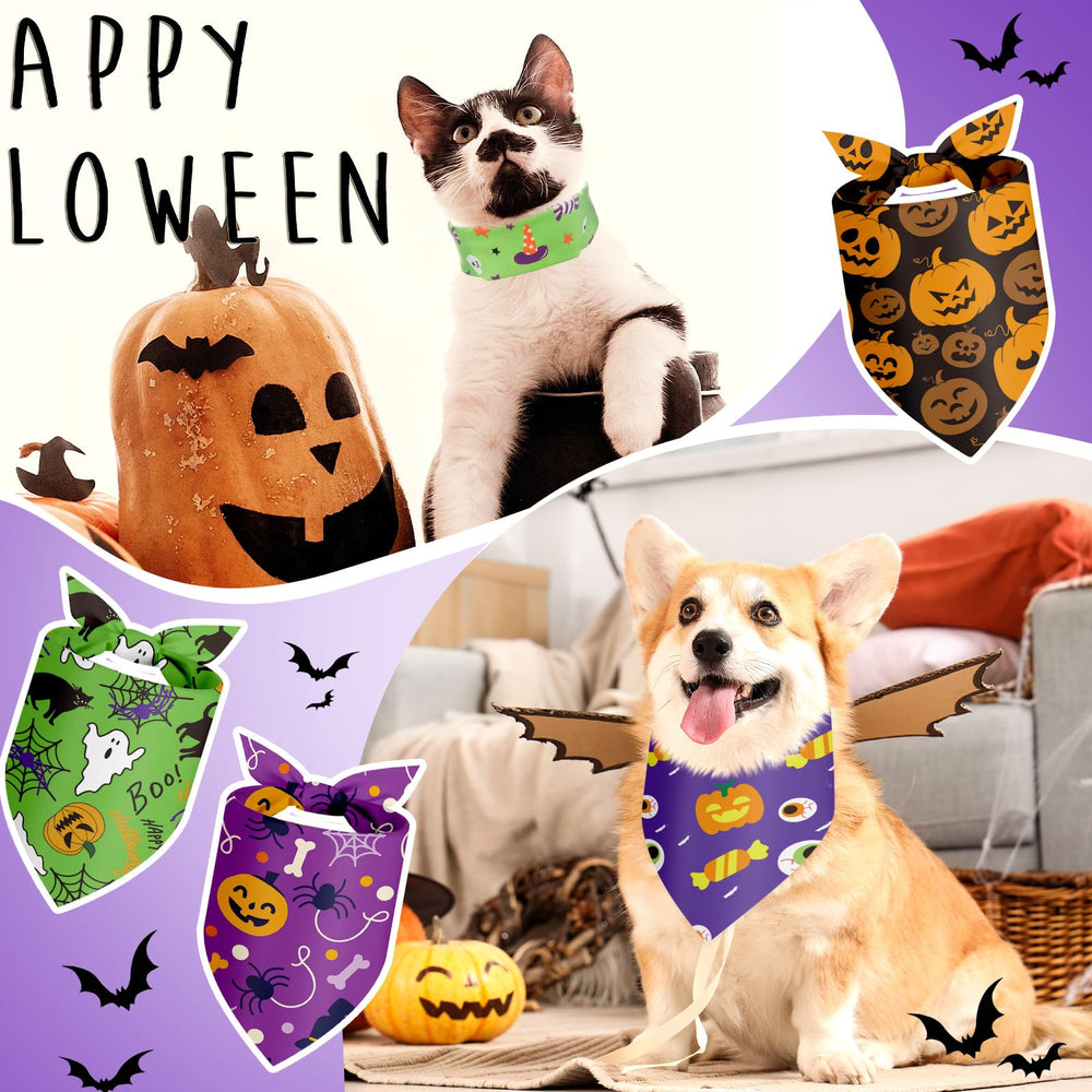 Chunful Halloween dog bandana Bat pattern creates stylish Halloween cosplay for pups
