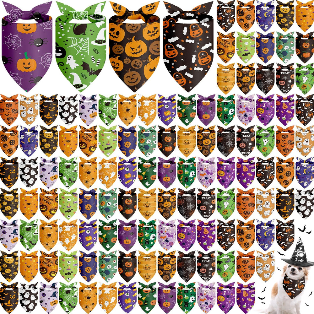 Chunful Halloween dog bandana Pumpkin pattern for festive costumes and cute photos