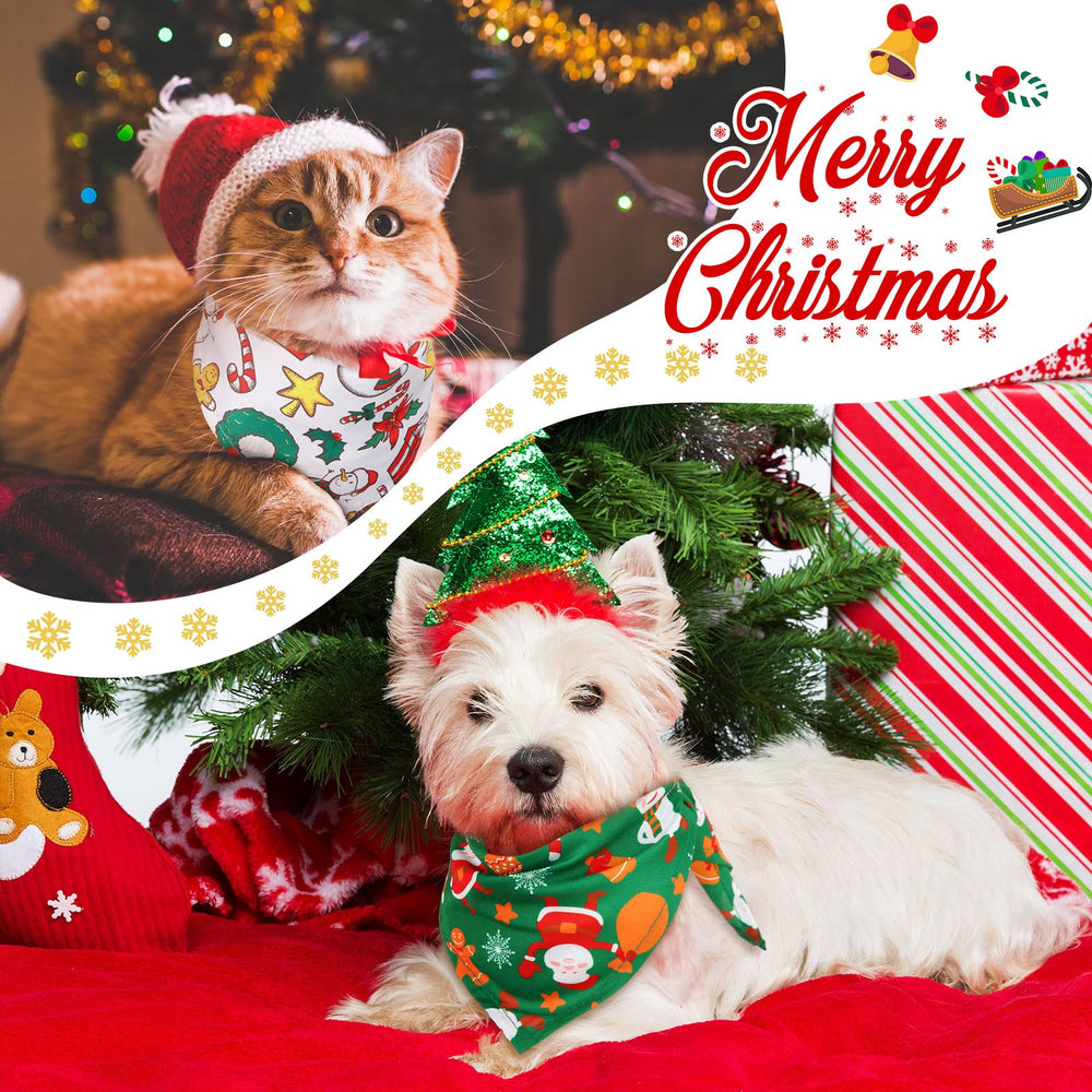 Chunful Santa snowman designs dog bandana close-up for holiday photos