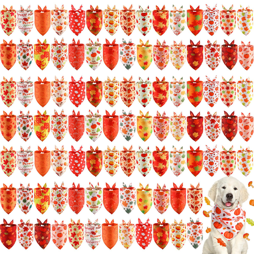 Chunful Thanksgiving bandana with maple leaf design enhances festive dog styling.