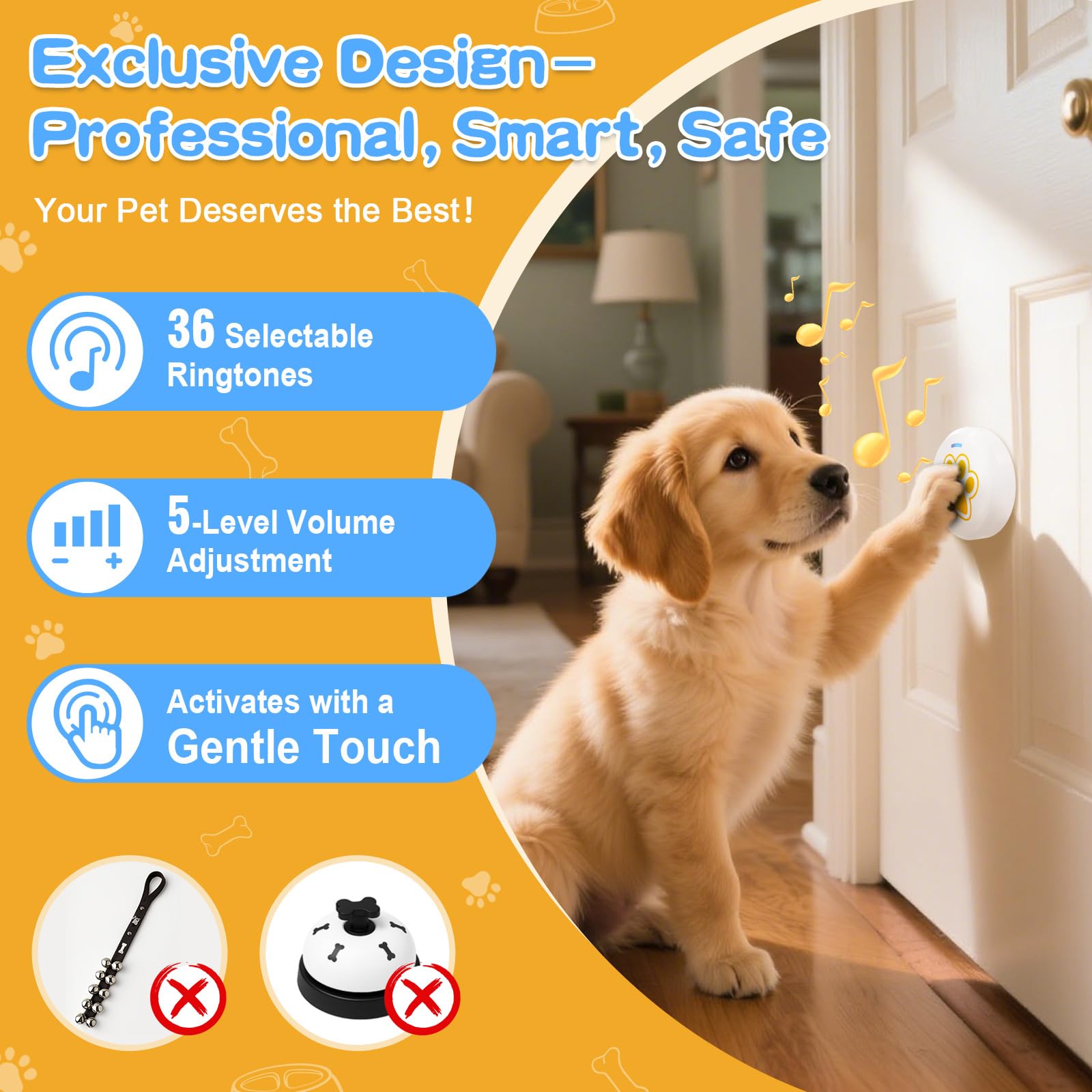 ChunHee Dog Bells adhesive mounting with damage-free setup.