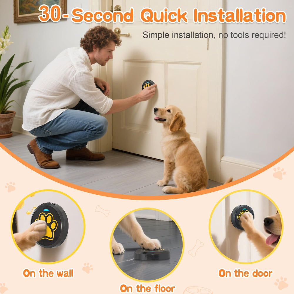 ChunHee Dog Bells to Go Outside chew-resistant design reduces risk.