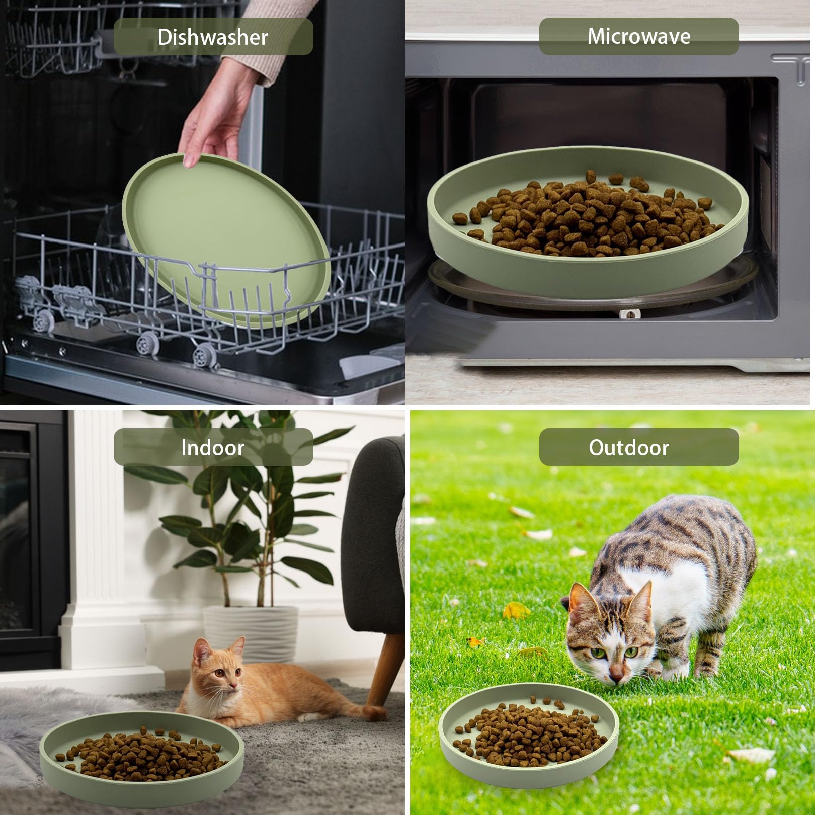 Chuyouan 2-pack gray cat bowls provide convenient, matching mealtime setups.