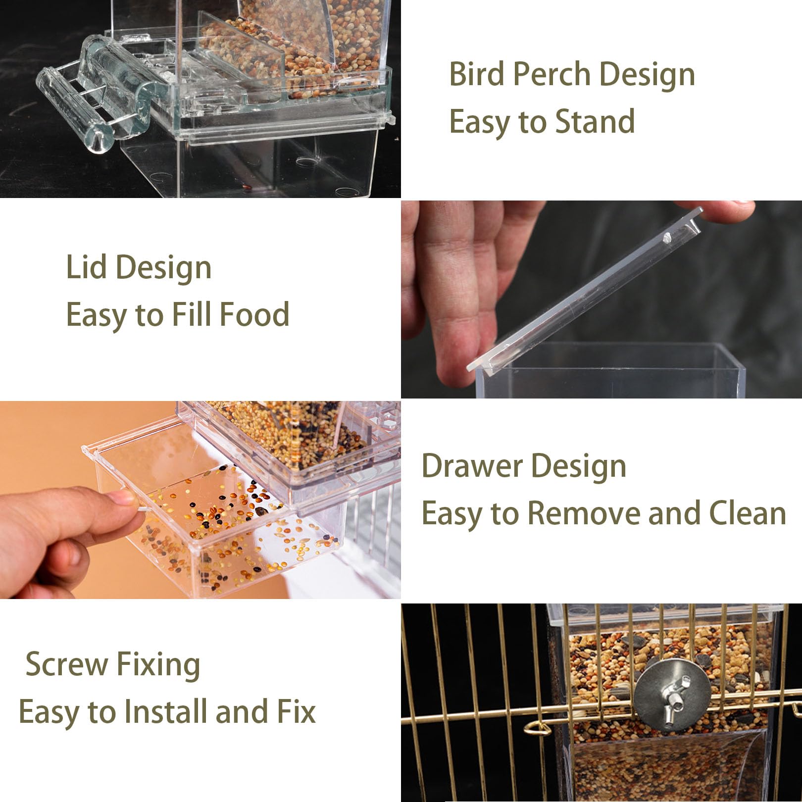 ChuyuAn 500g capacity bird feeder keeps birds fed during short outings