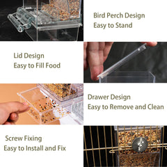 ChuyuAn 500g capacity bird feeder keeps birds fed during short outings
