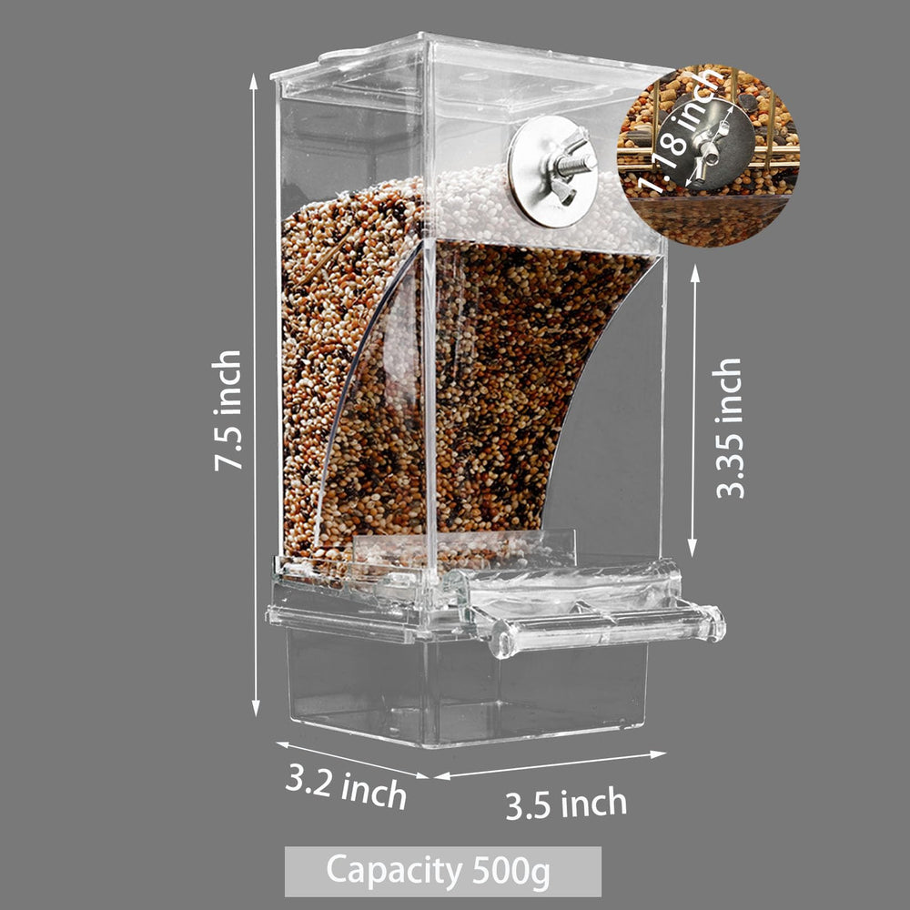 ChuyuAn transparent acrylic parrot feeder-perch with clear visibility of feeding area