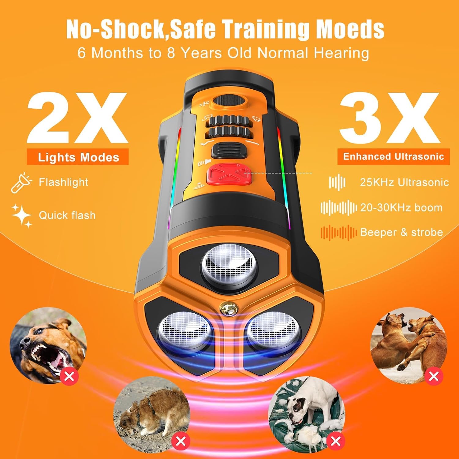 Chwwen dog bark deterrent coverage-55ft demonstrates extended range for indoor and outdoor use.