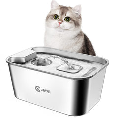 Ciays 61oz stainless steel water fountain close-up for durable pet hydration