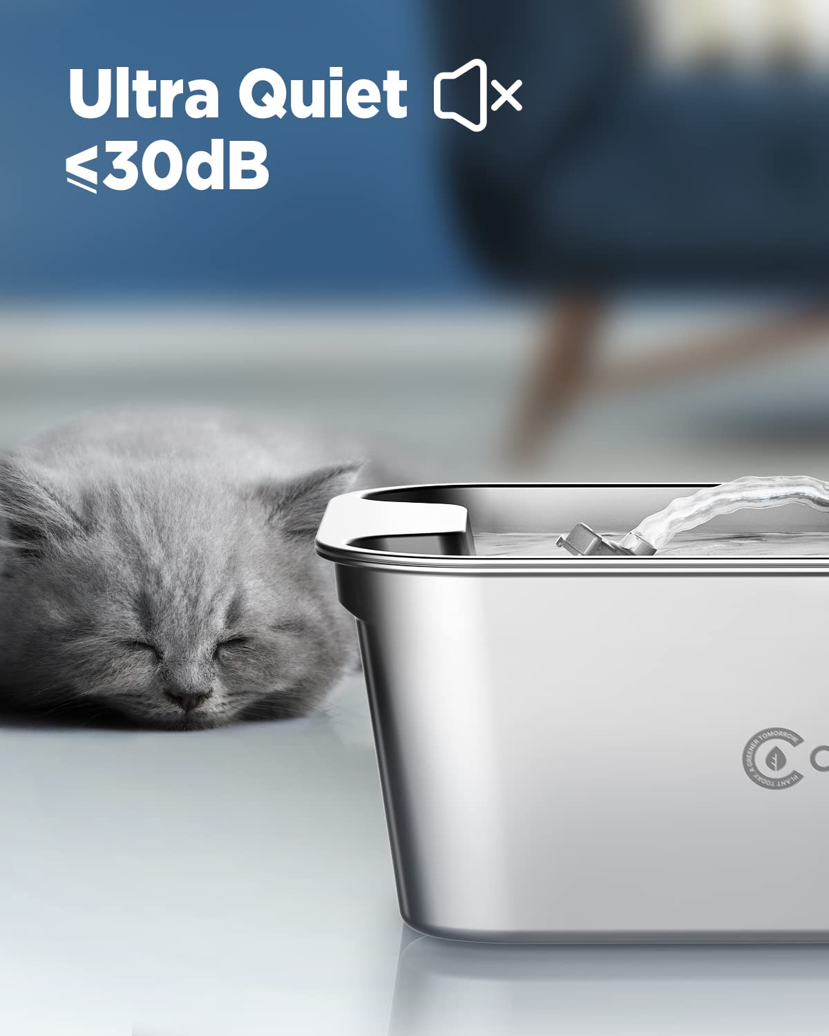 Ciays activated carbon filter image highlights clean, fresh water for pets