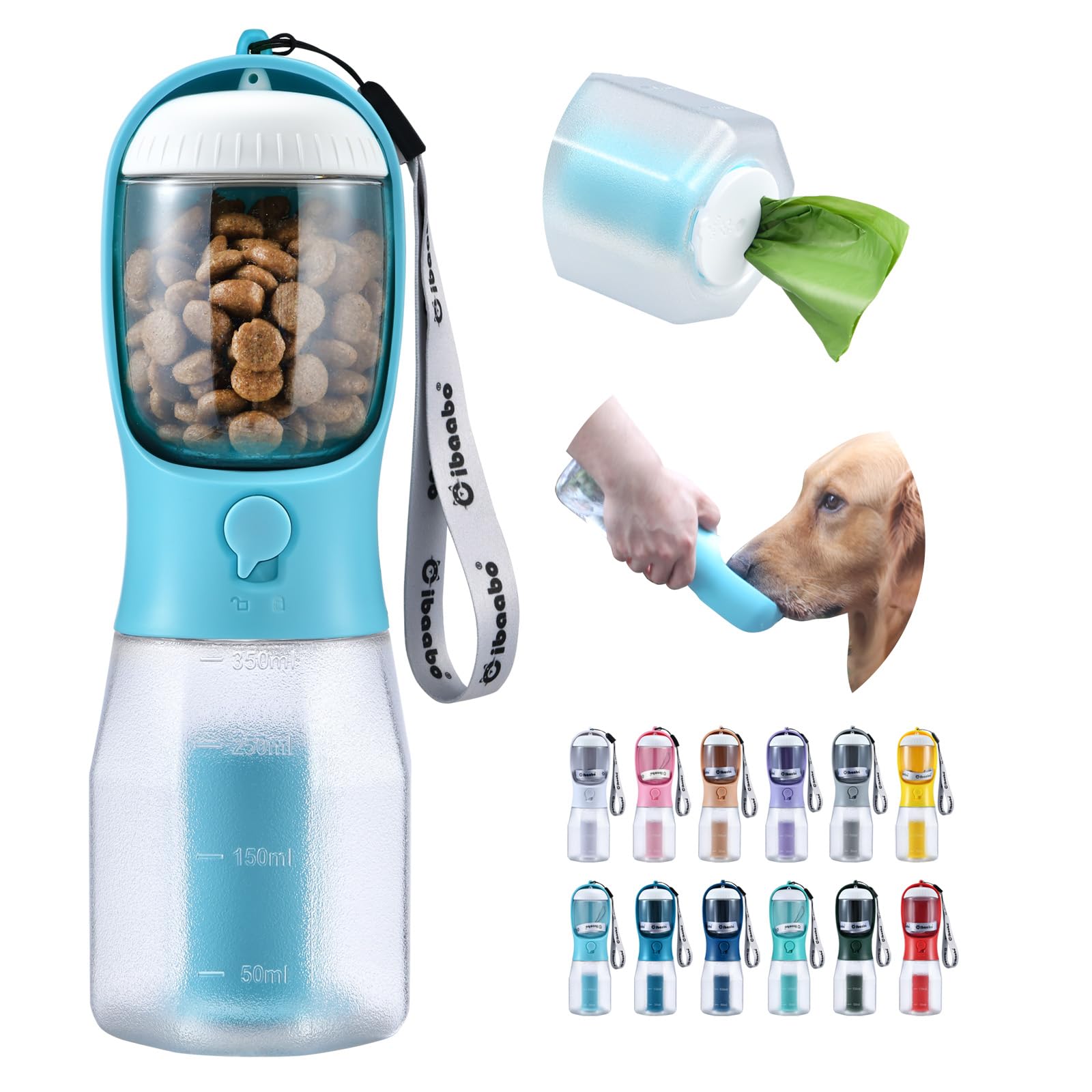 Cibaabo botella de agua para perro con contenedor de comida, ideal para paseos