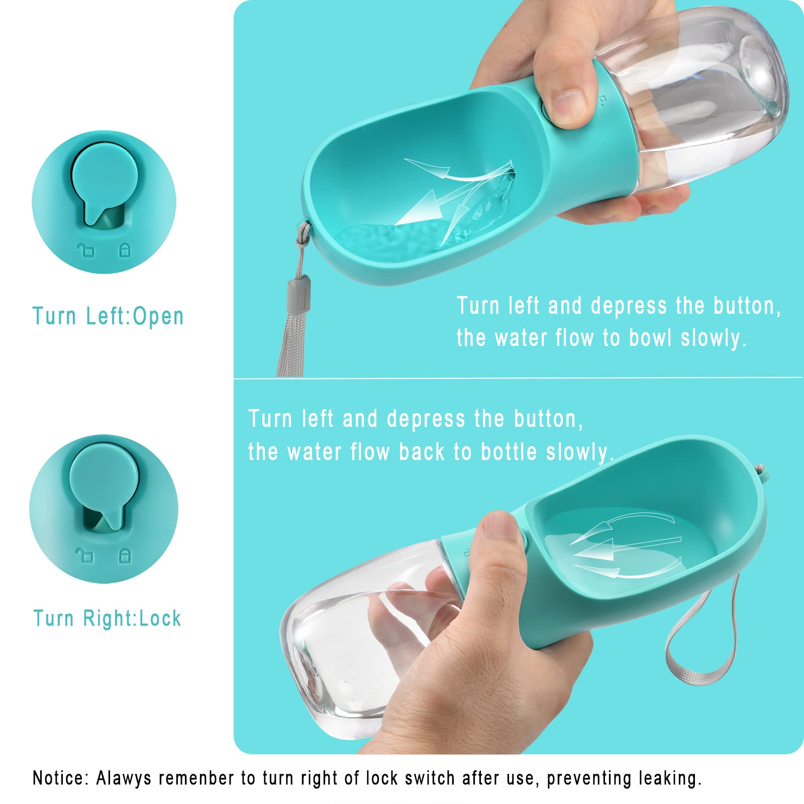 Sistema anti fugas con bloqueo seguro, ideal para paseos.