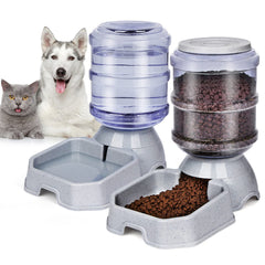 Ciconira pet feeder and water dispenser with gallon bottle for continuous pet meals.