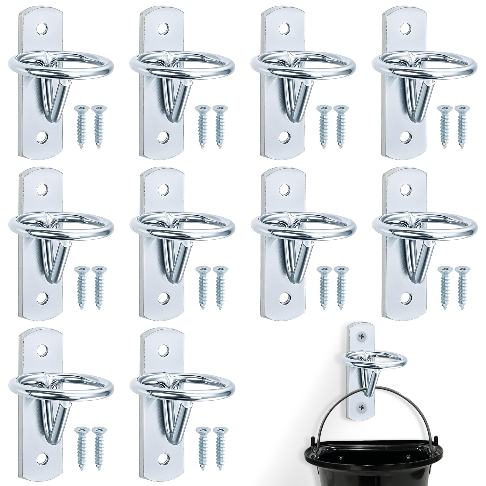 Cididu bucket hooks 10-pack ready for stall organization and easy mounting.