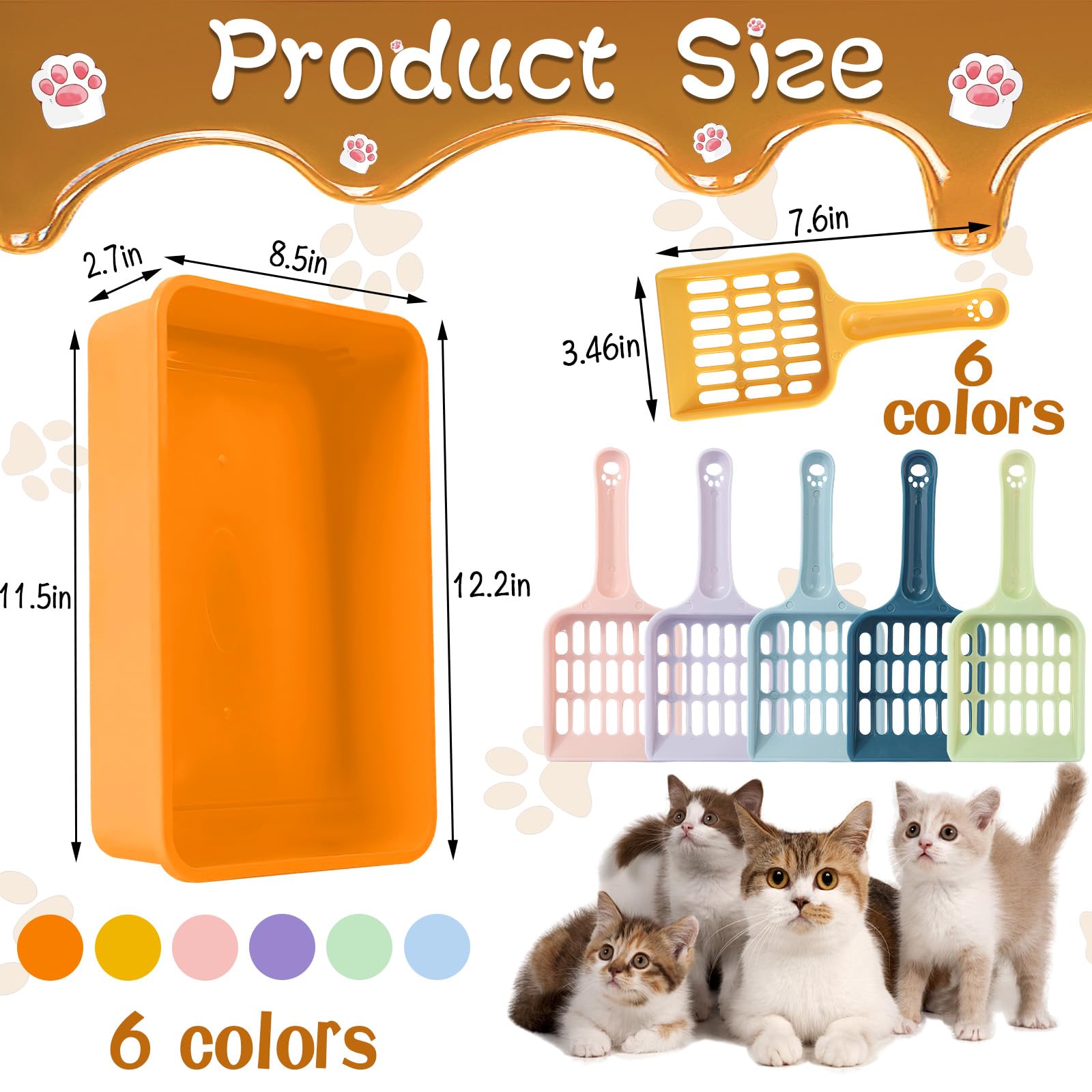CIEOVO colorful litter boxes help designate each kitten's space at a glance.