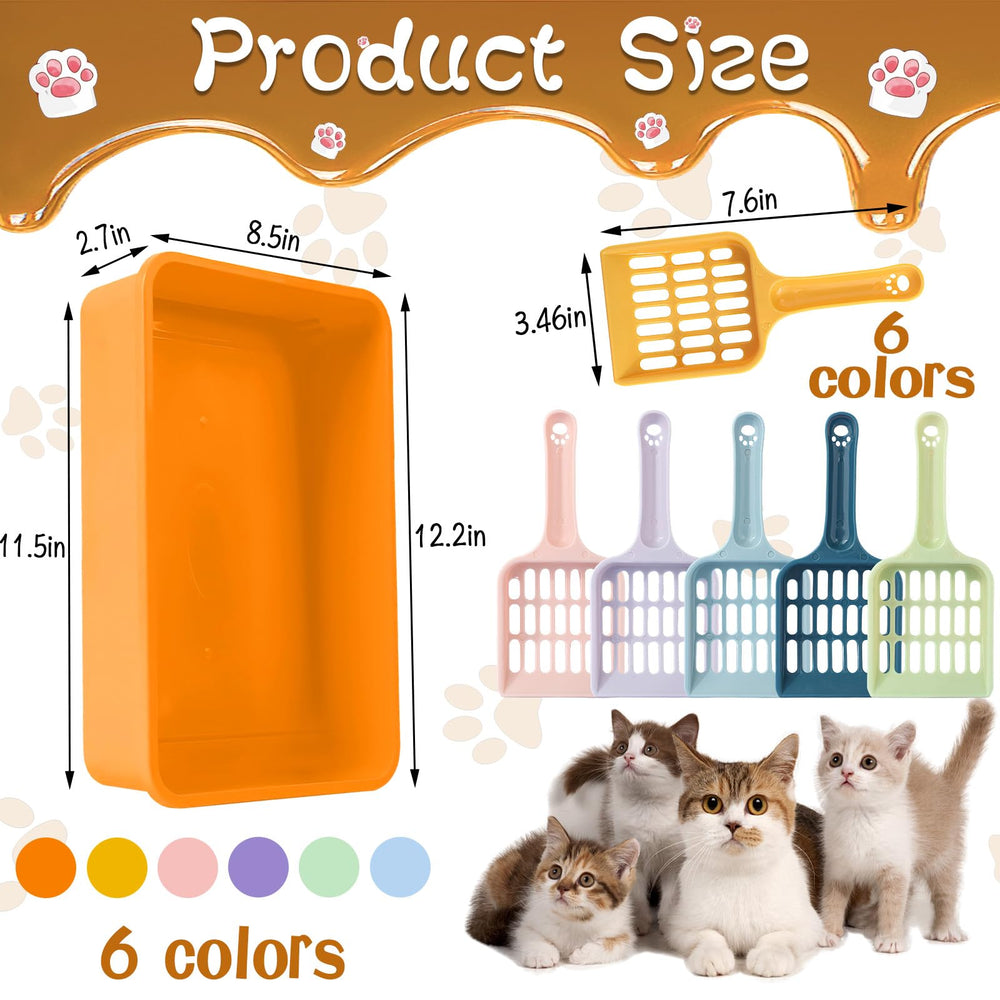 CIEOVO colorful litter boxes help designate each kitten's space at a glance.