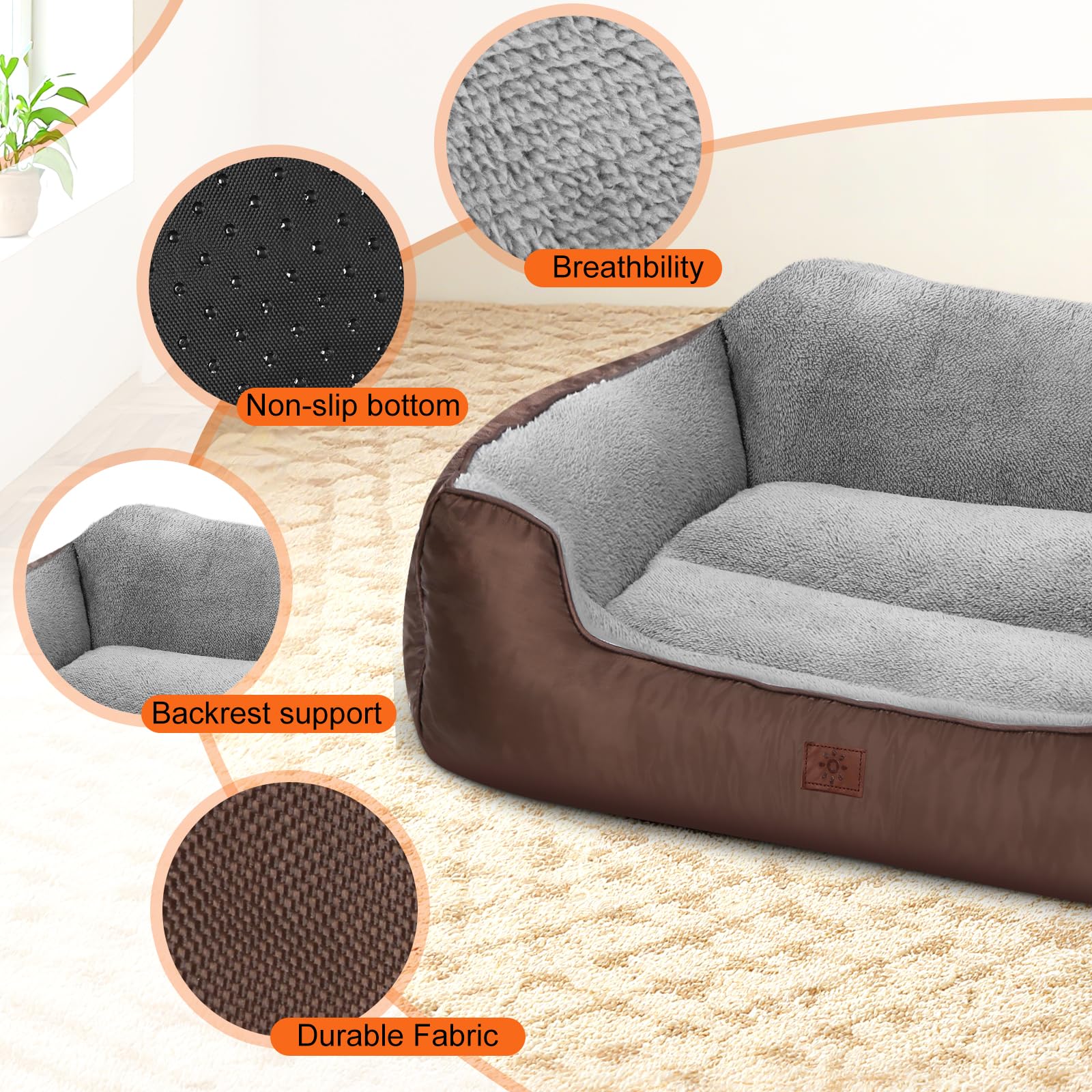 CIESMSI dog bed with non-slip bottom for safer lounging