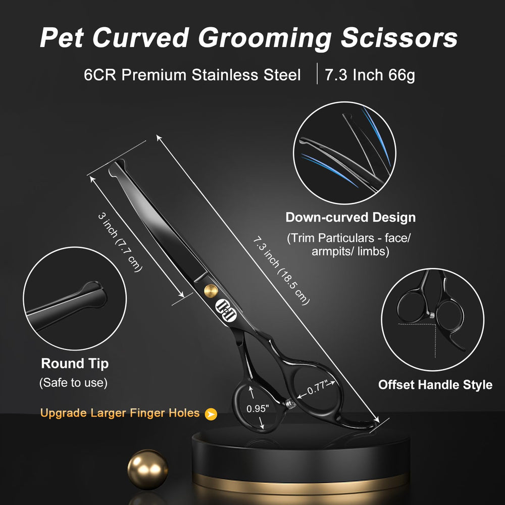 CIICII 7.3 inch straight scissors with offset handle for ergonomic comfort.