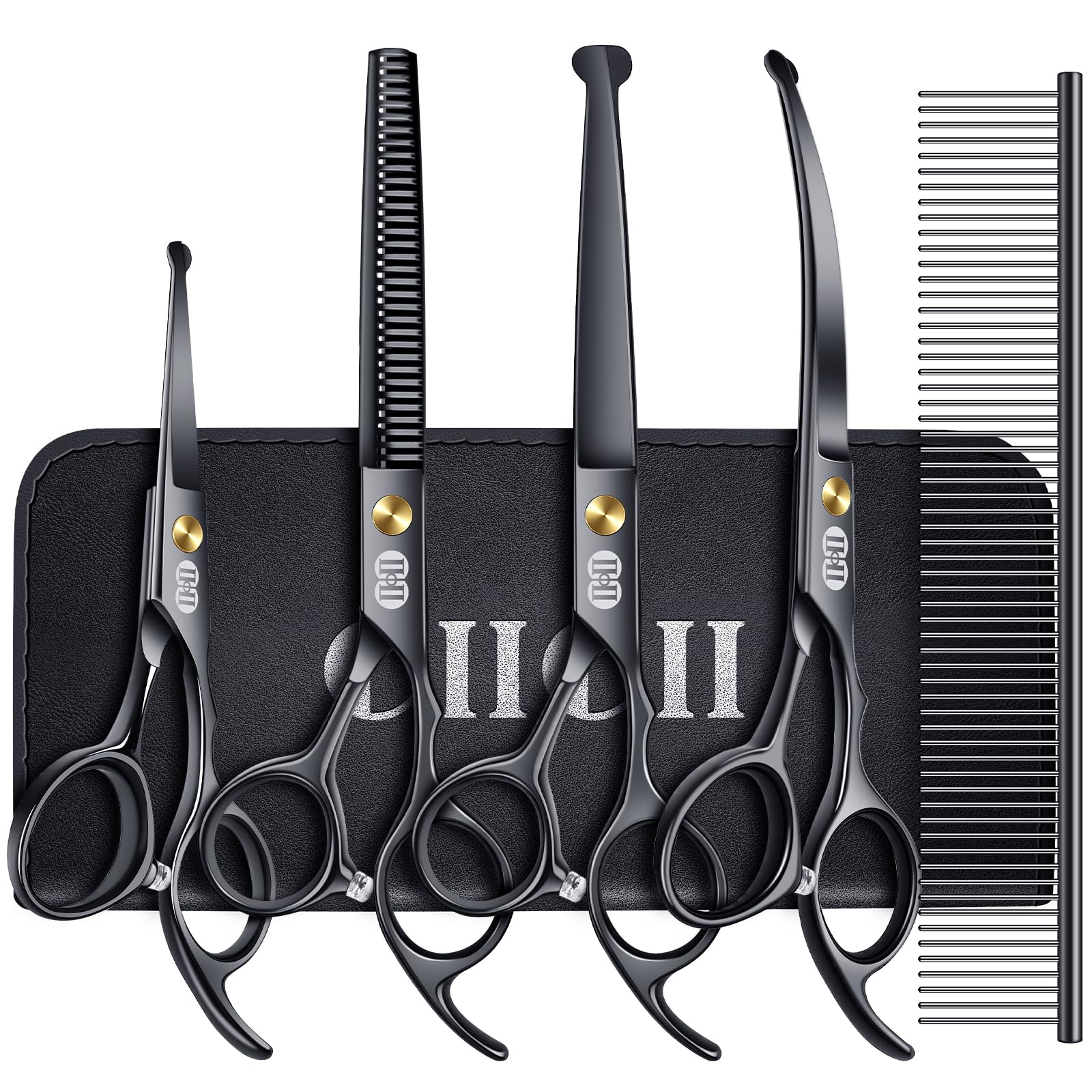 CIICII dog grooming scissors kit cover with black finish for organized home grooming.