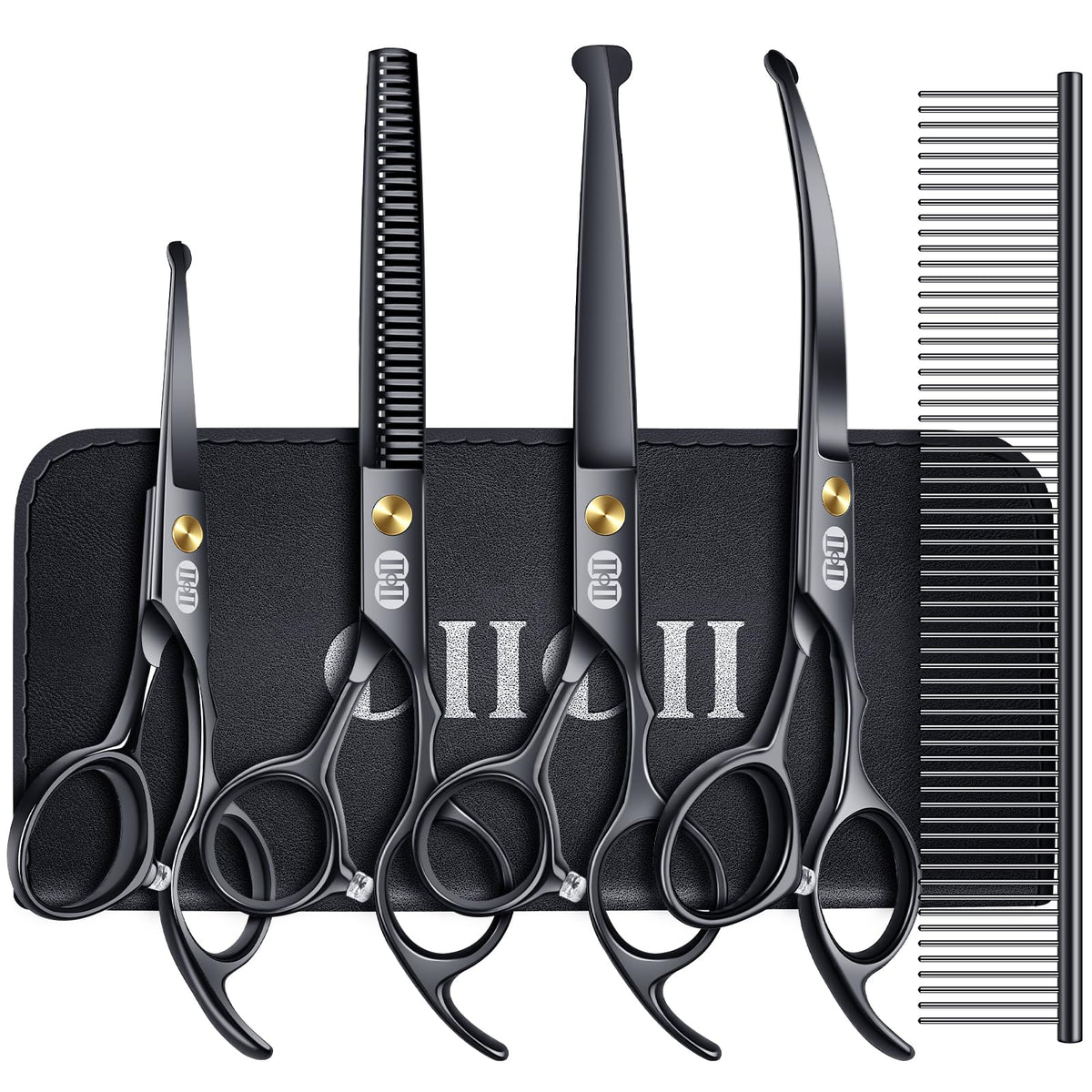 CIICII dog grooming scissors kit cover with black finish for organized home grooming.