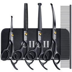 CIICII dog grooming scissors kit cover with black finish for organized home grooming.