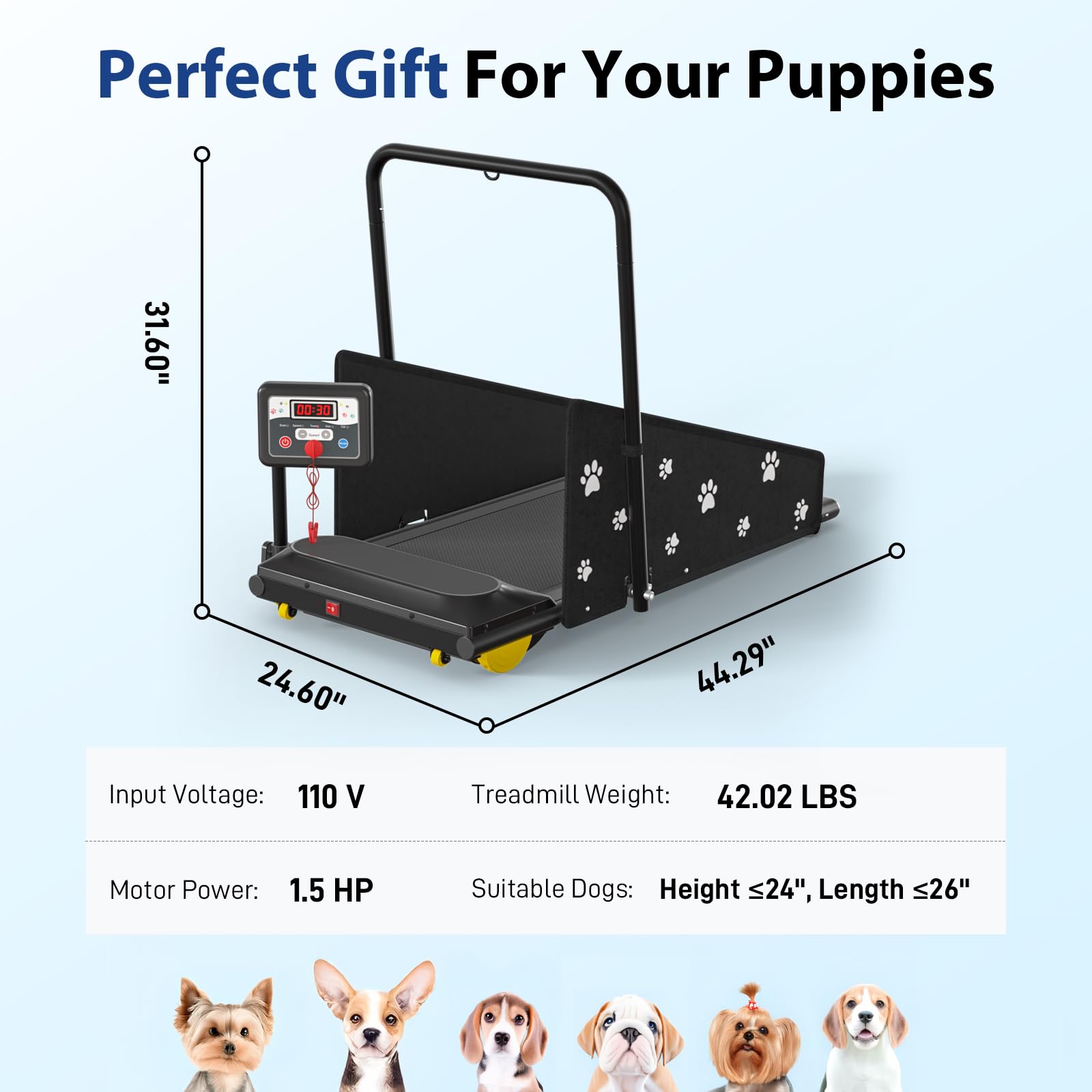 CIIHI C dog treadmill move wheels for easy room repositioning and storage