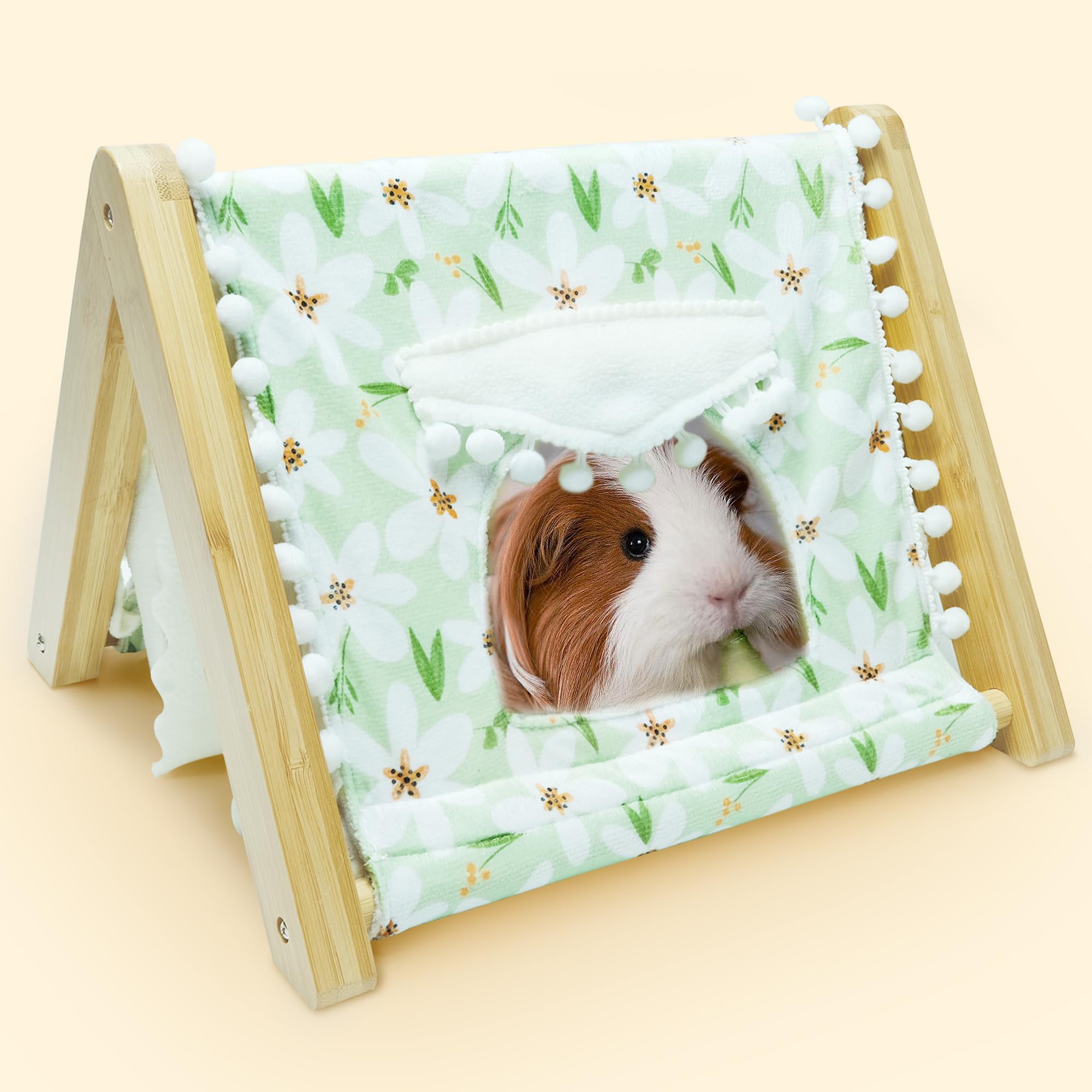 Cimiycob Guinea Pig Hideout bamboo house offers a cozy retreat and dental-friendly chew surface