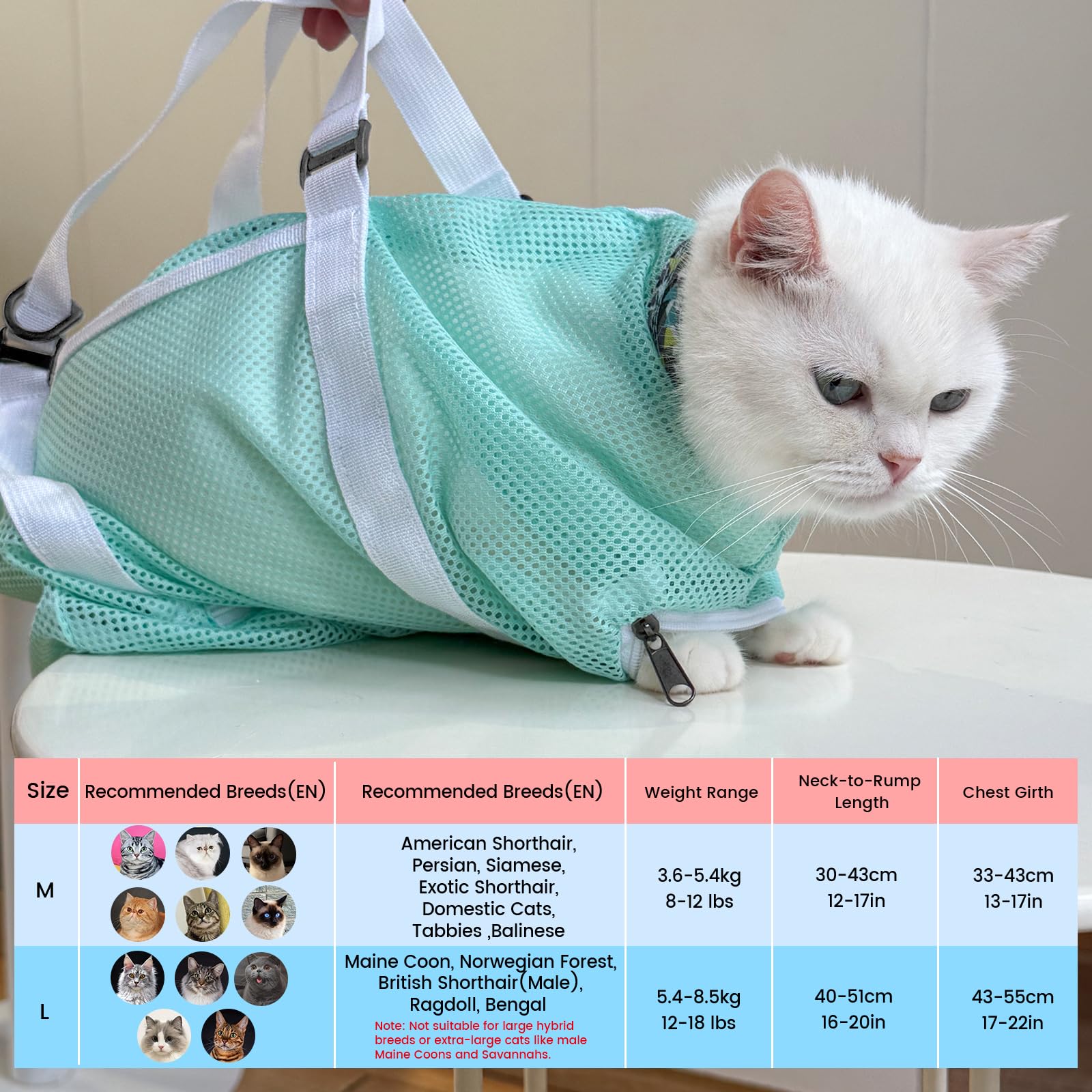 Cinf Cat Bathing Bag zipper-entry for easy entry and exit.
