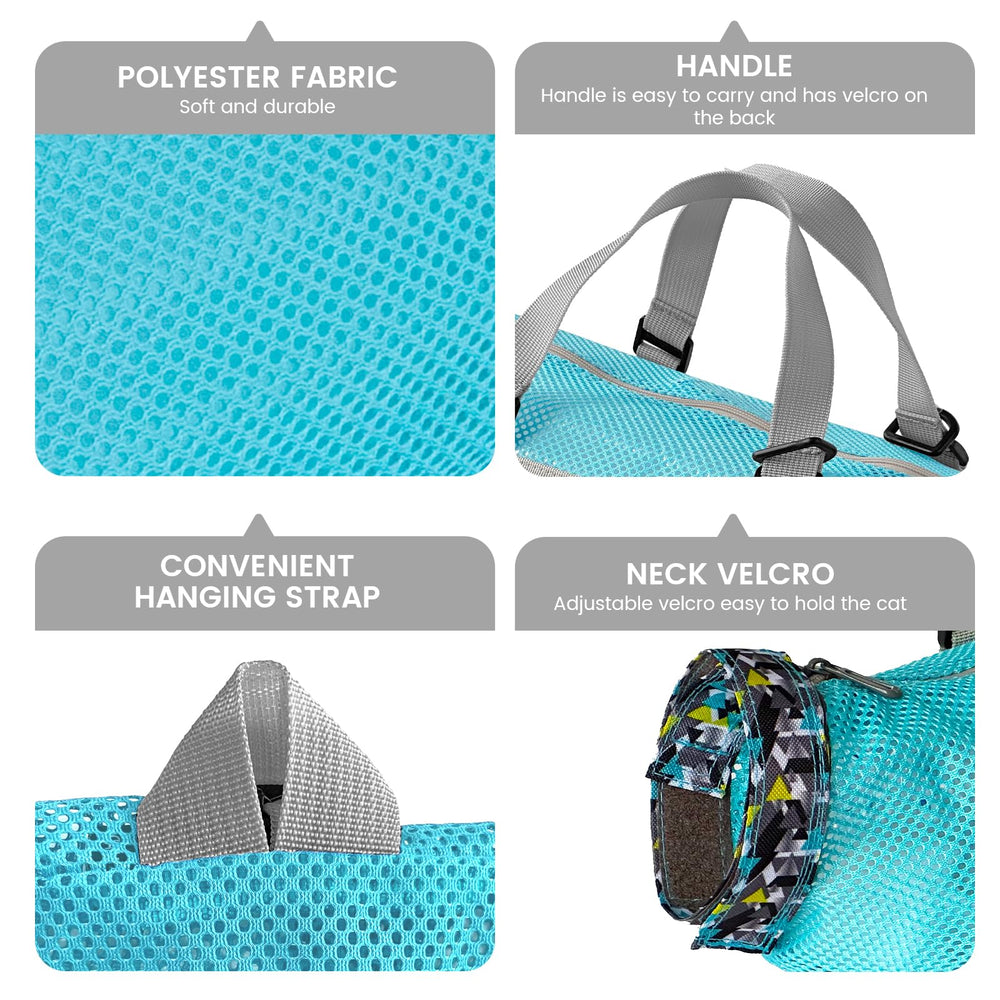 Cinf cat bathing bag light blue zipper entry for smooth use