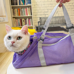 Cinf cat bathing bag soft-mesh offers breathable, gentle contact during grooming.
