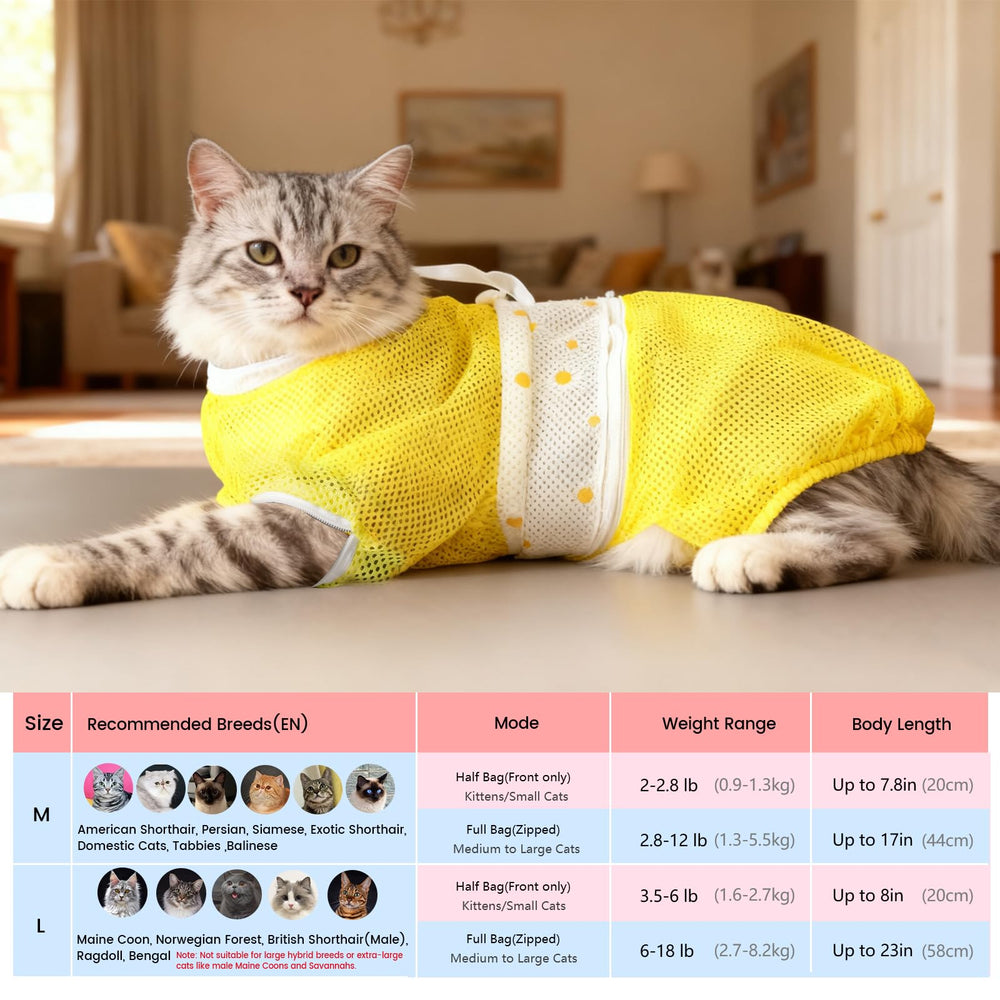 Cinf cat bathing bag neck immobilizer Velcro helps secure the neck for safer bathing.
