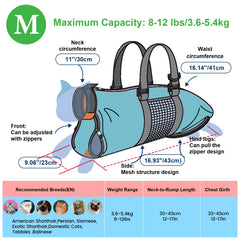 Cinf Cat Grooming Bag mesh-bathing-panel supports comfortable bathing and rinsing.