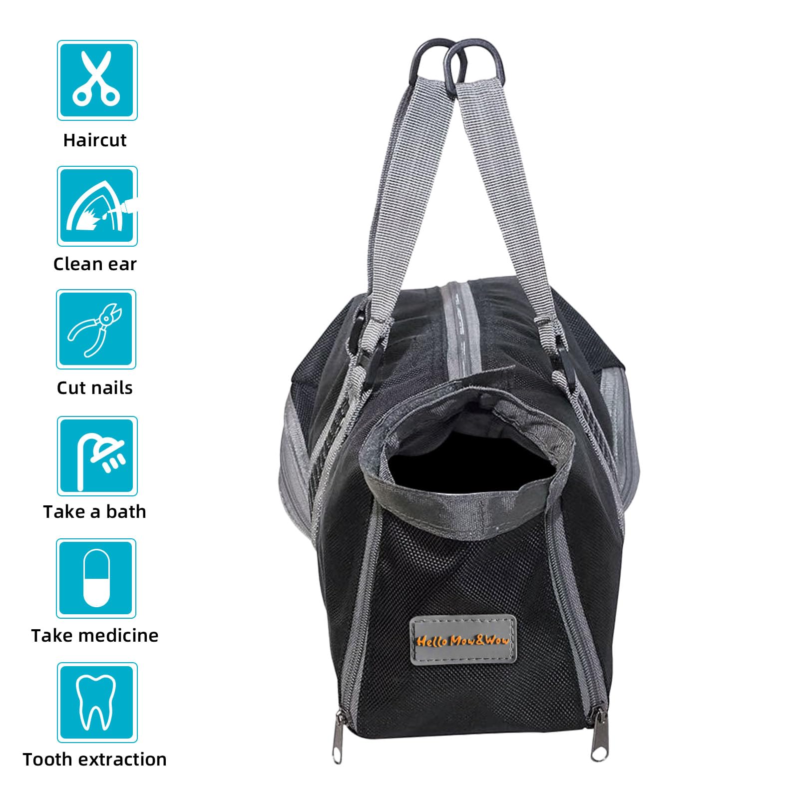 Cinf cat grooming bag mesh panel during bathing aids water flow
