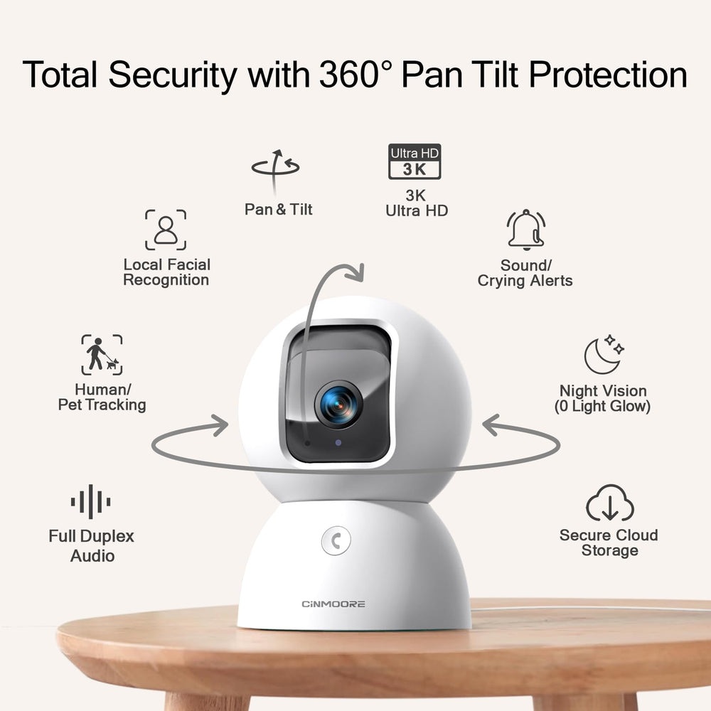 CINMOORE 5G indoor night-vision view with glow-free lighting for safe baby sleep